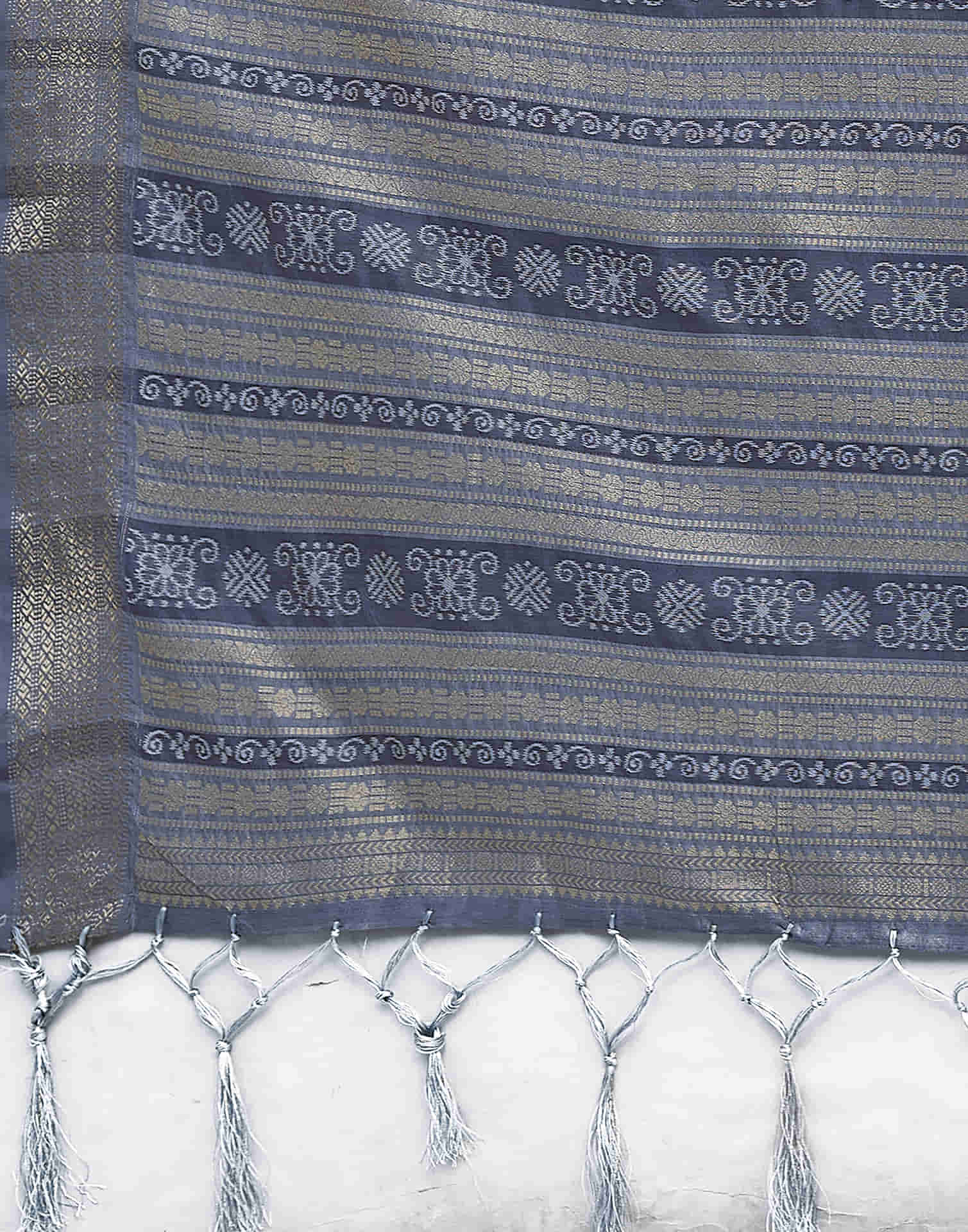 Steel Grey Silk Woven Banarasi Saree