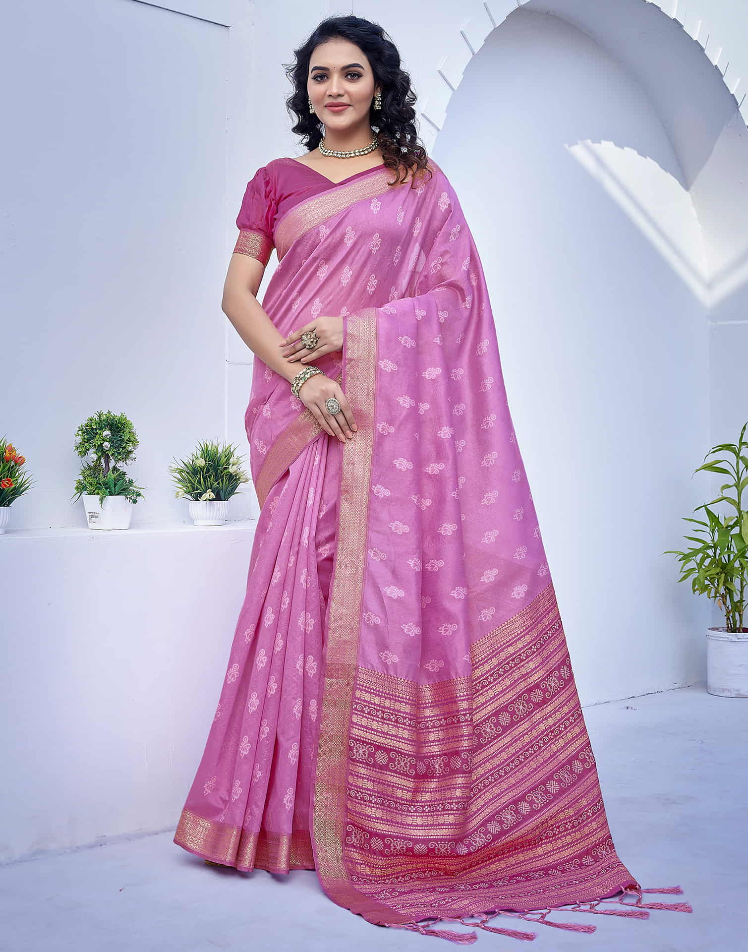 Purple Silk Woven Banarasi Saree