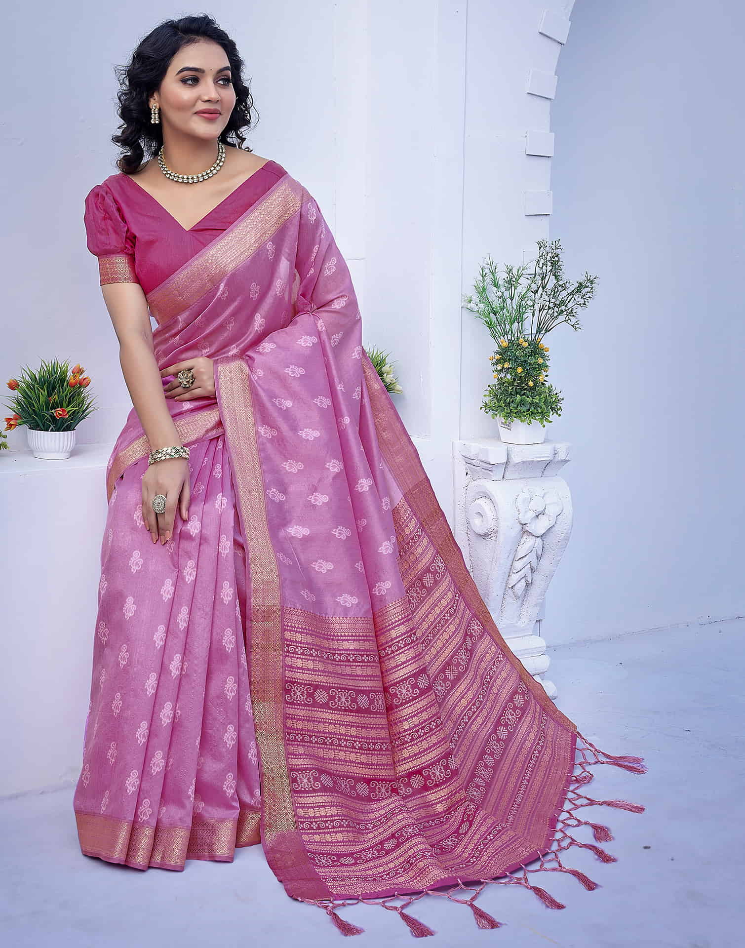 Purple Silk Woven Banarasi Saree