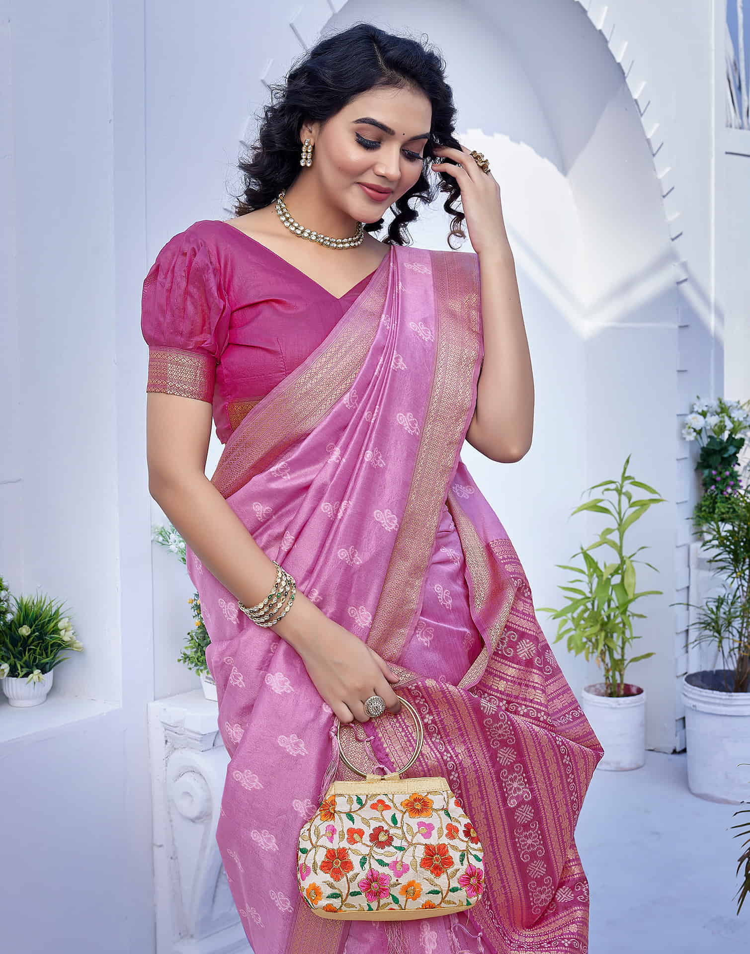 Purple Silk Woven Banarasi Saree