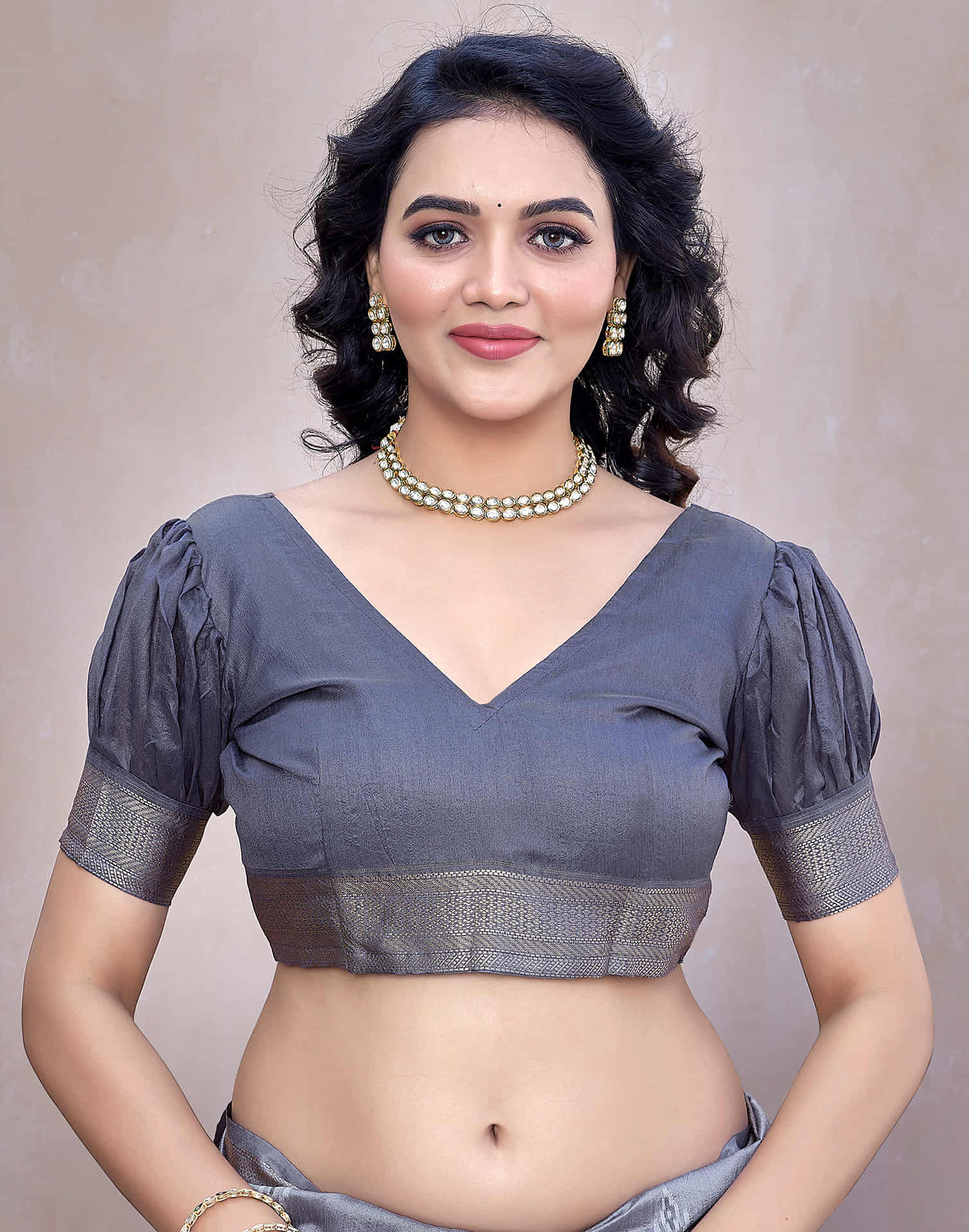 Steel Grey Silk Woven Banarasi Saree