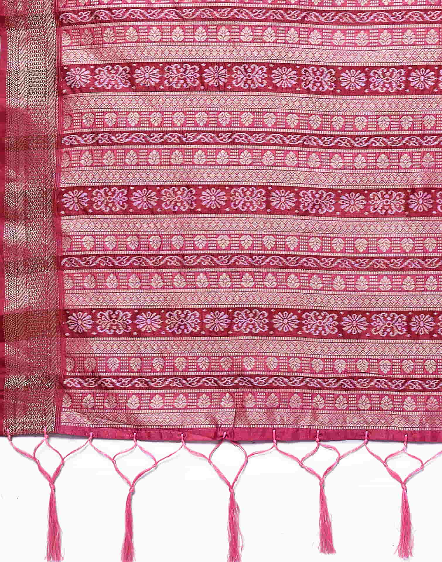 Pink Silk Woven Banarasi Saree