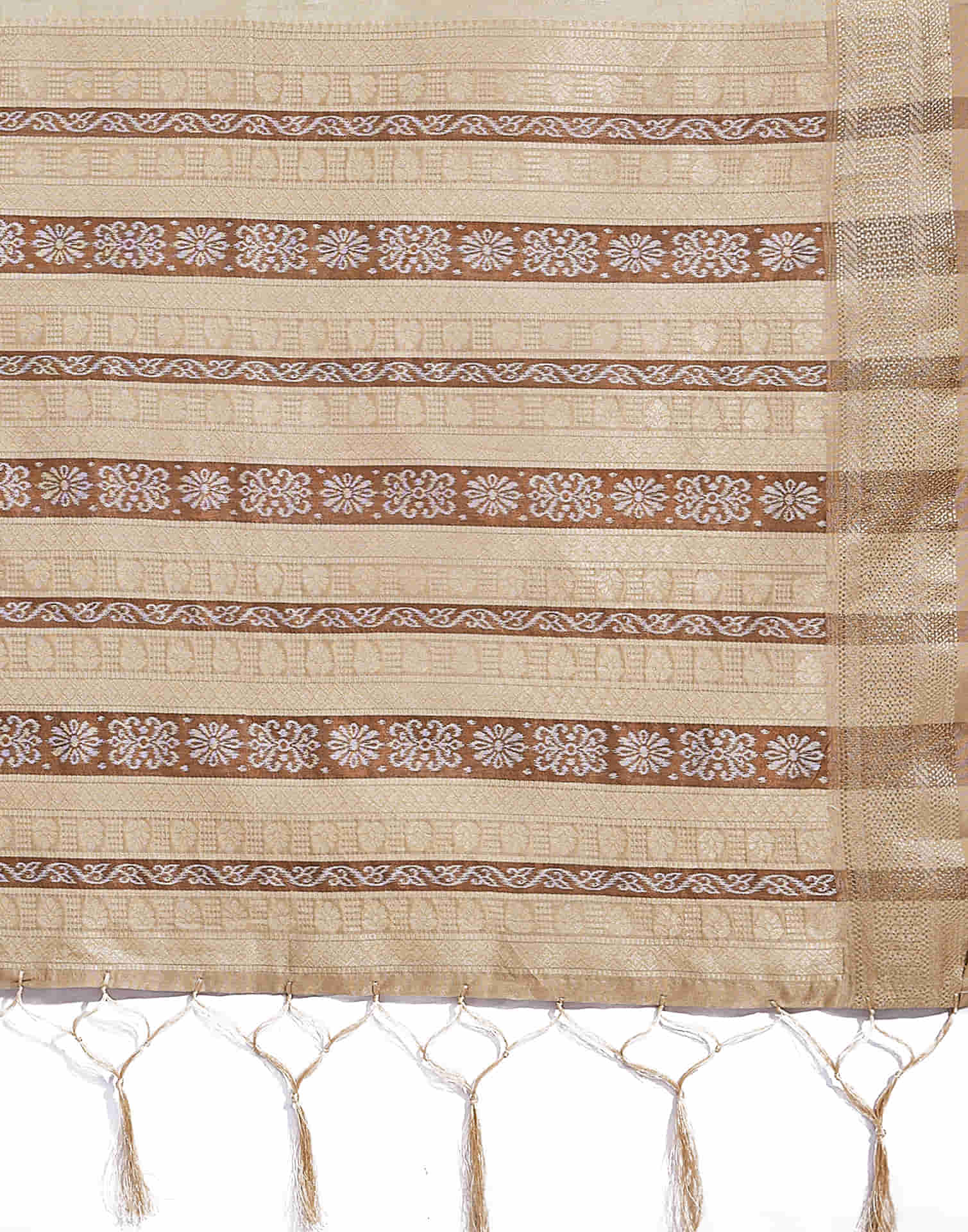 Beige Silk Woven Banarasi Saree