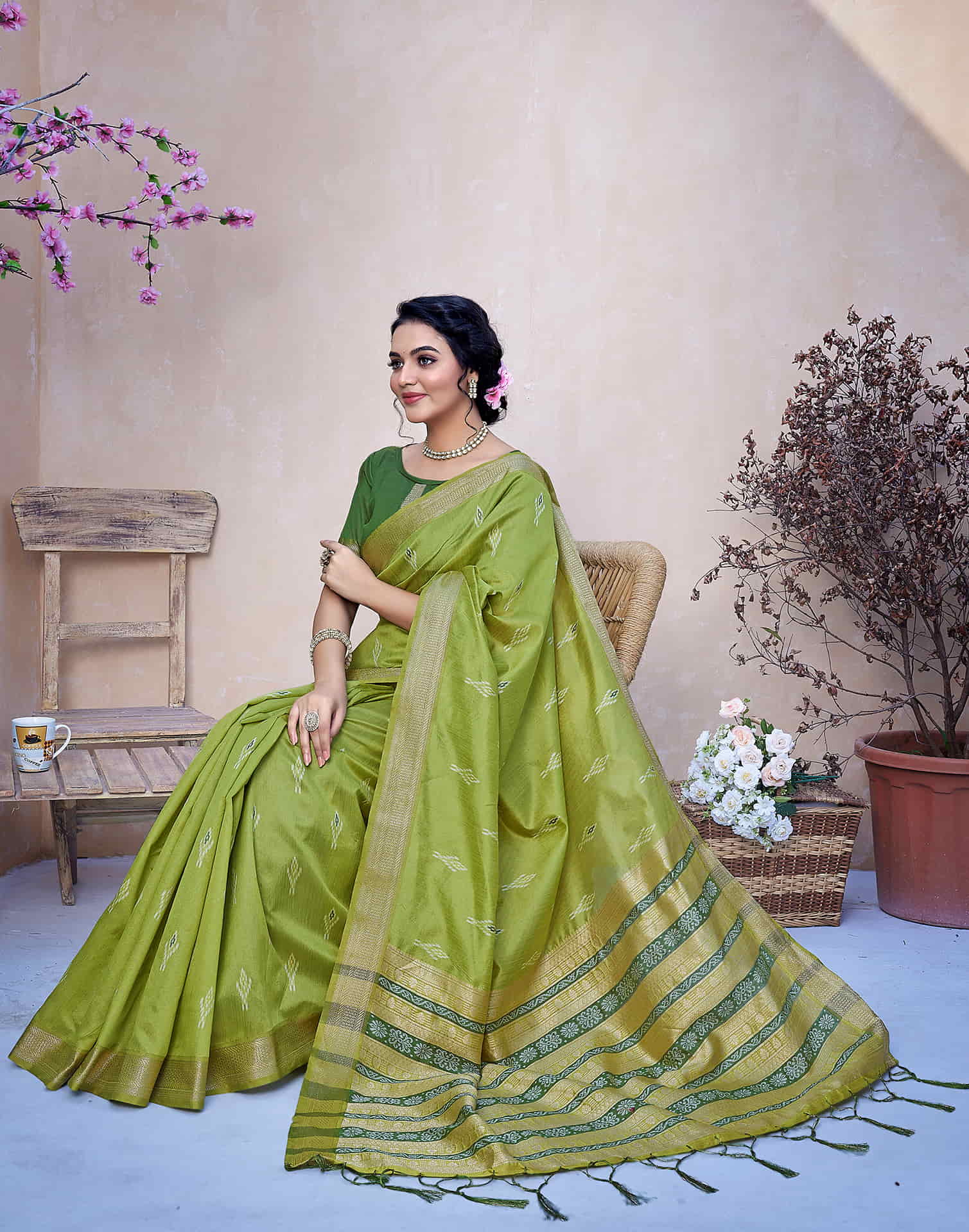 Green Silk Woven Banarasi Saree