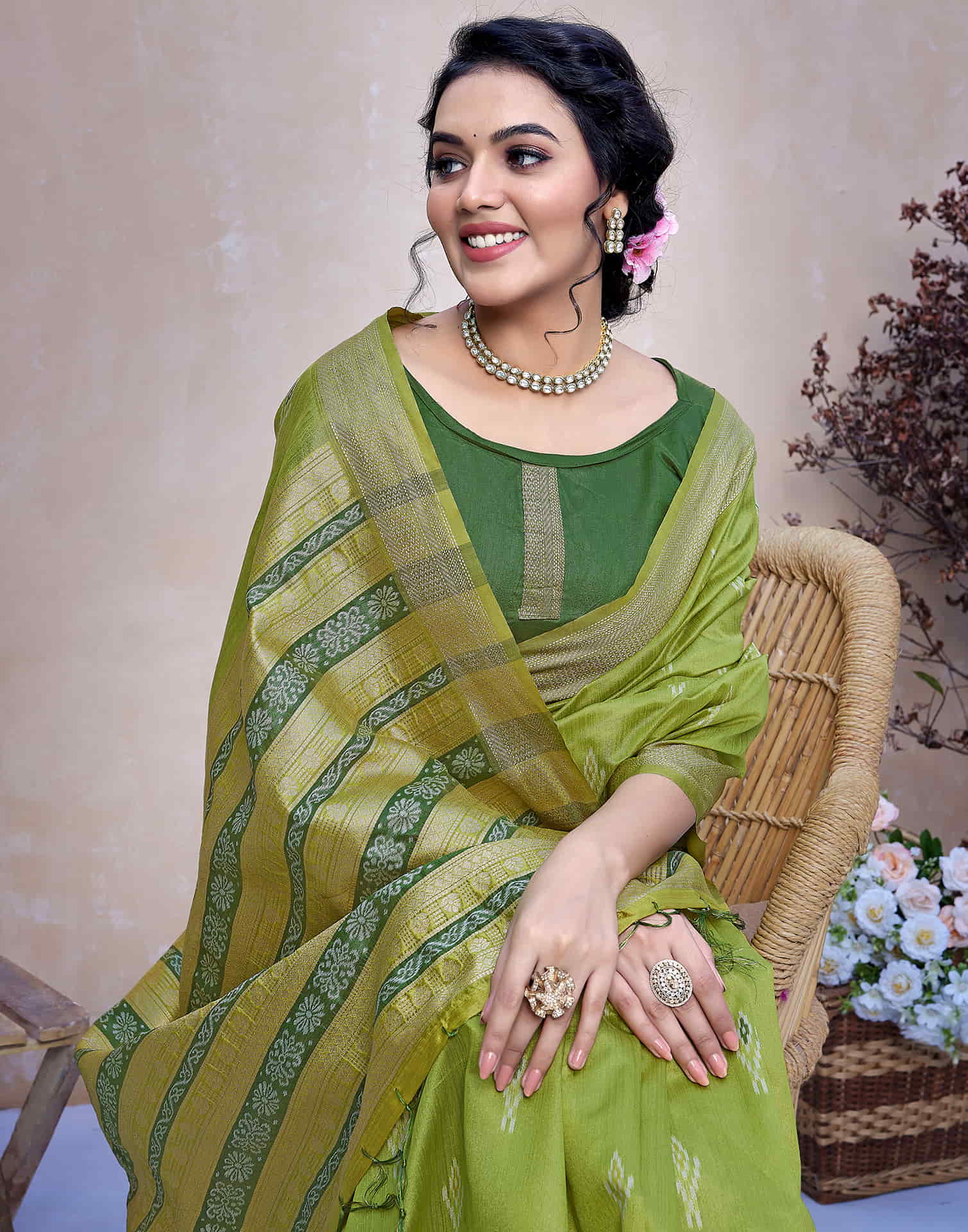 Green Silk Woven Banarasi Saree
