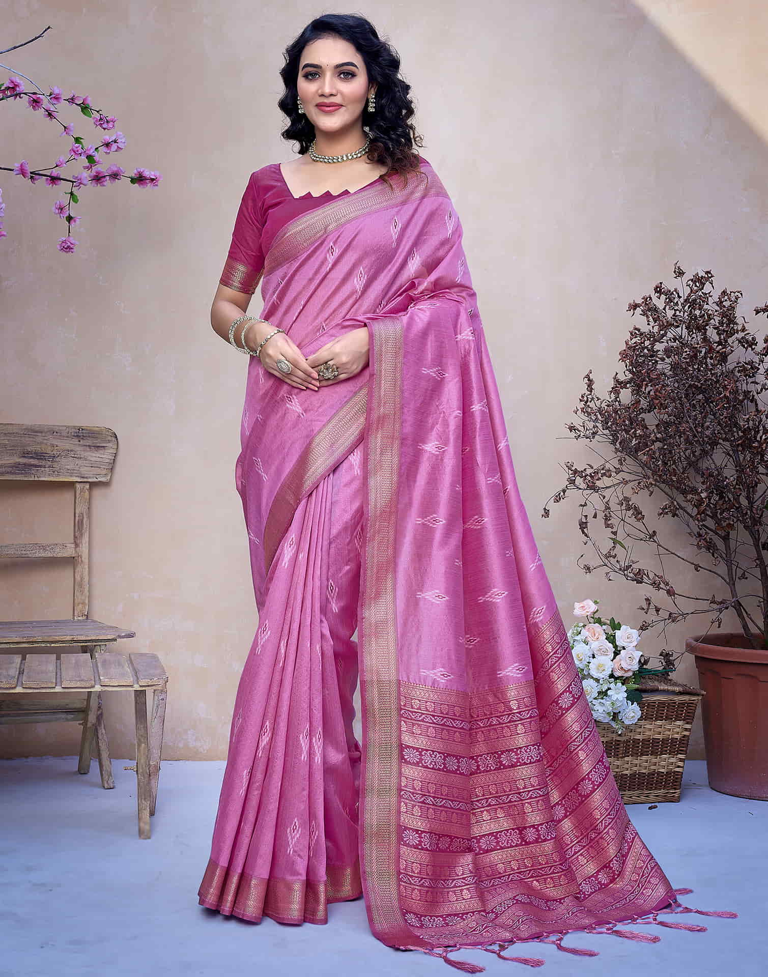 Purple Silk Woven Banarasi Saree