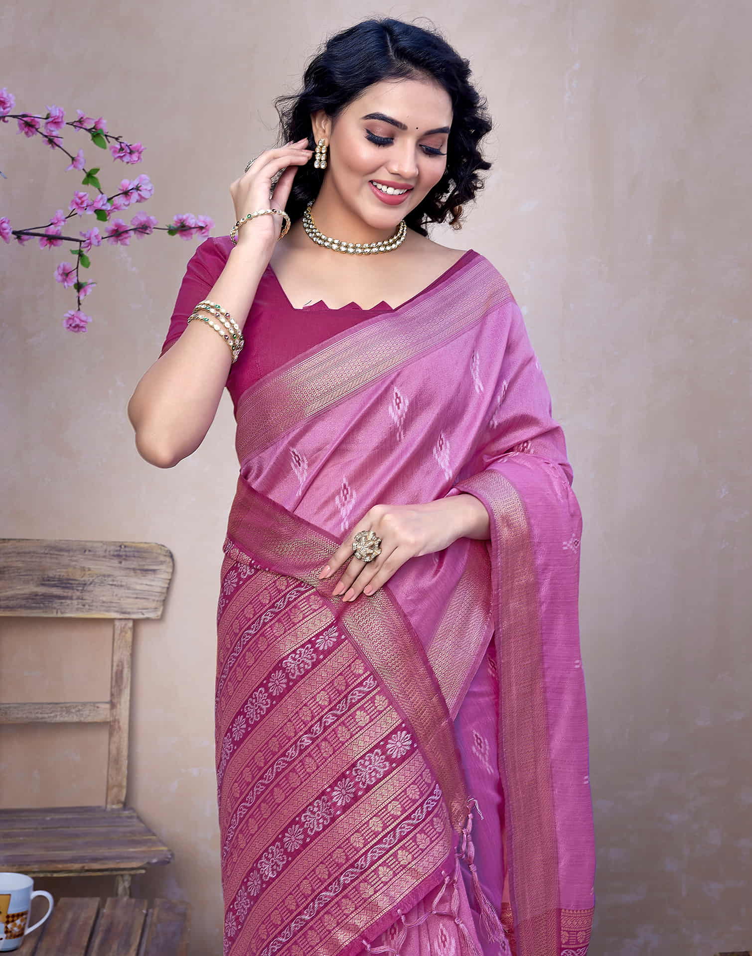 Purple Silk Woven Banarasi Saree