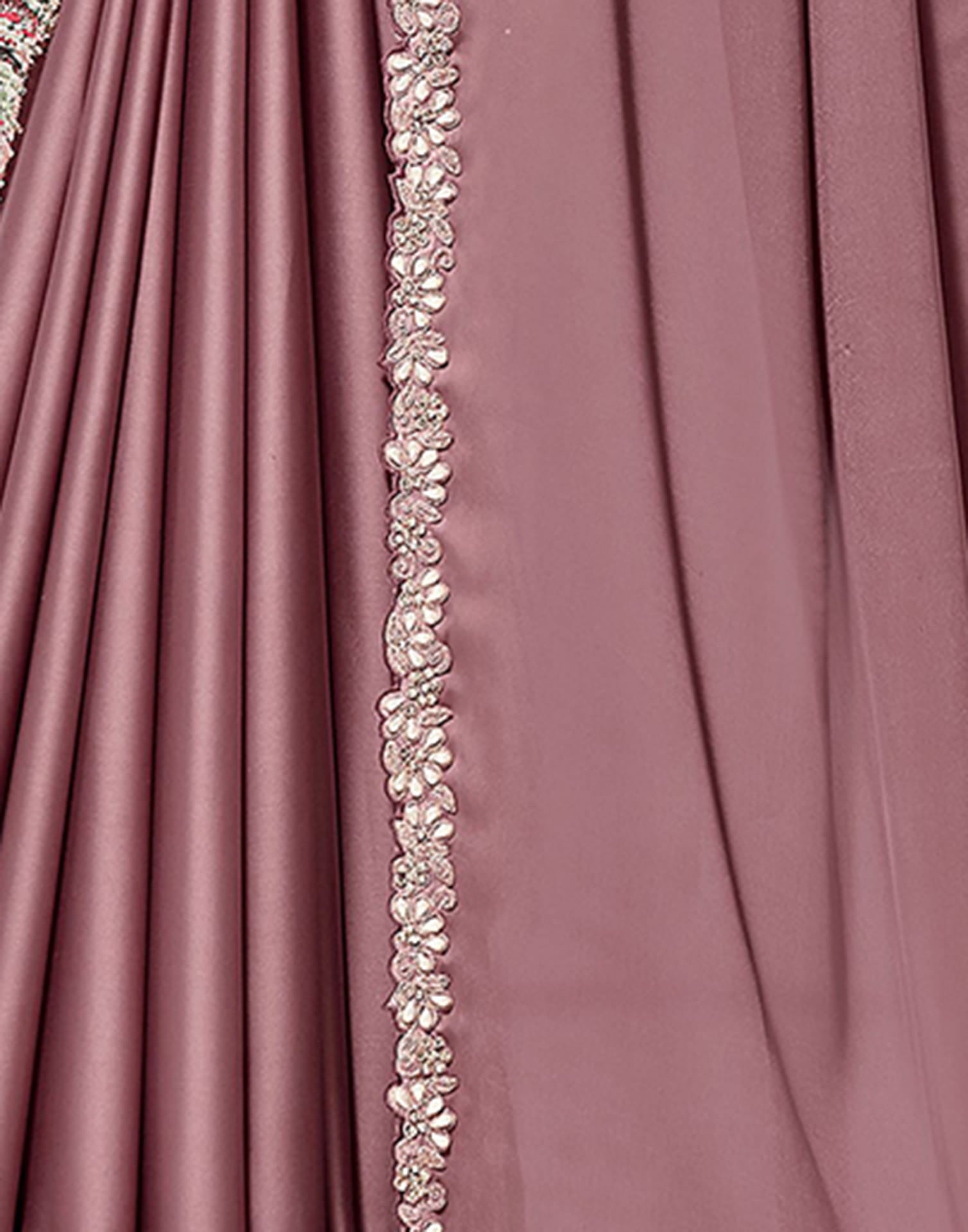 Mauve Georgette Sequence Embellished Saree