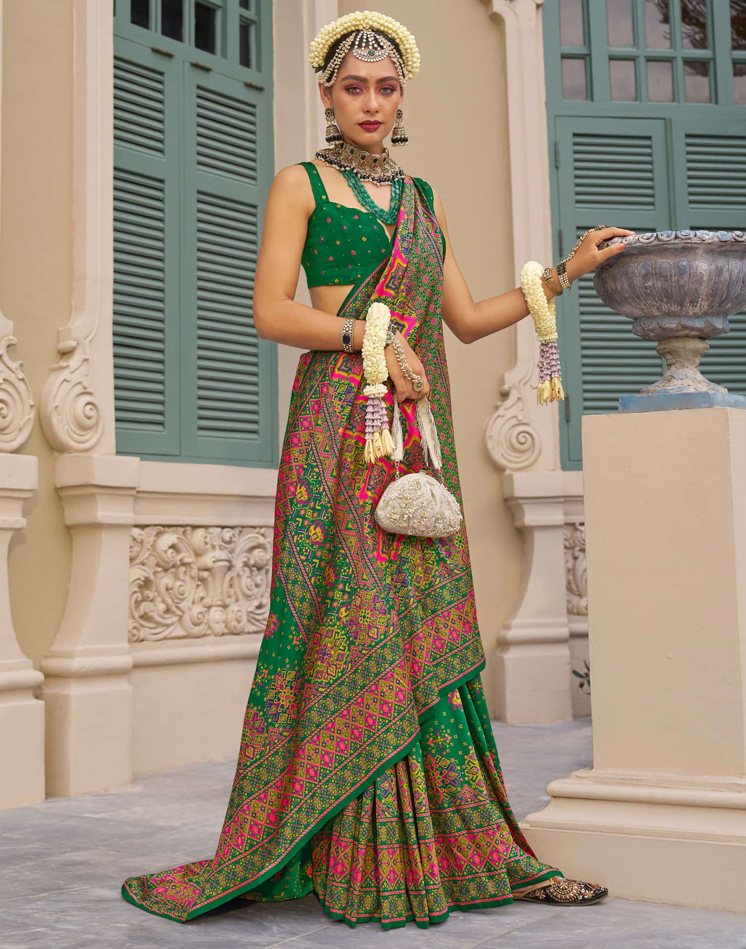 Dark Green Silk Weaving Saree