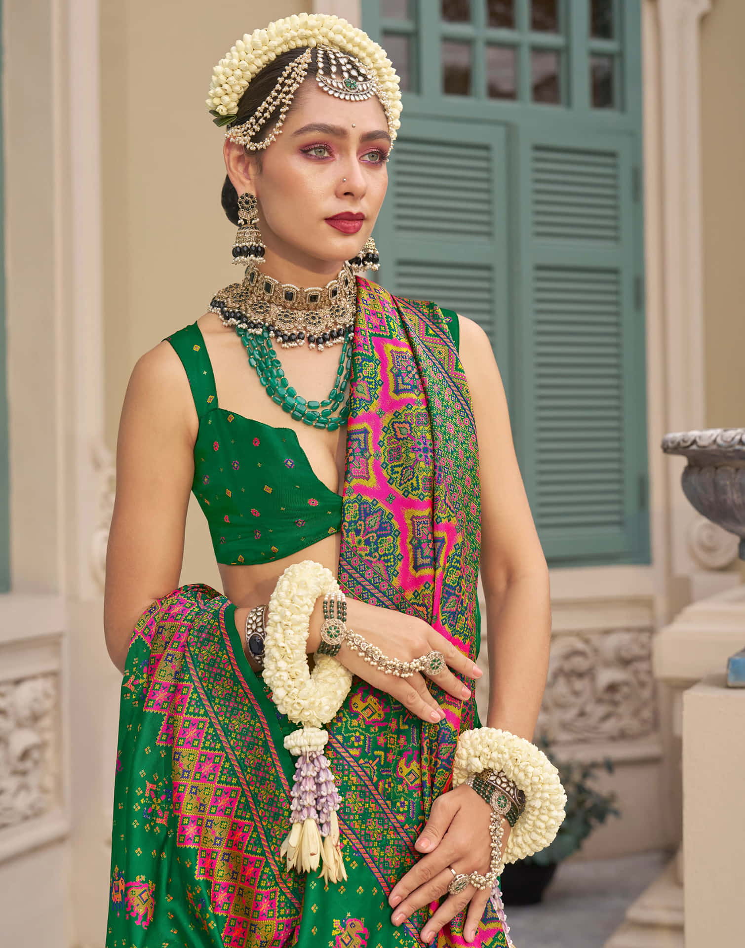 Dark Green Silk Weaving Saree