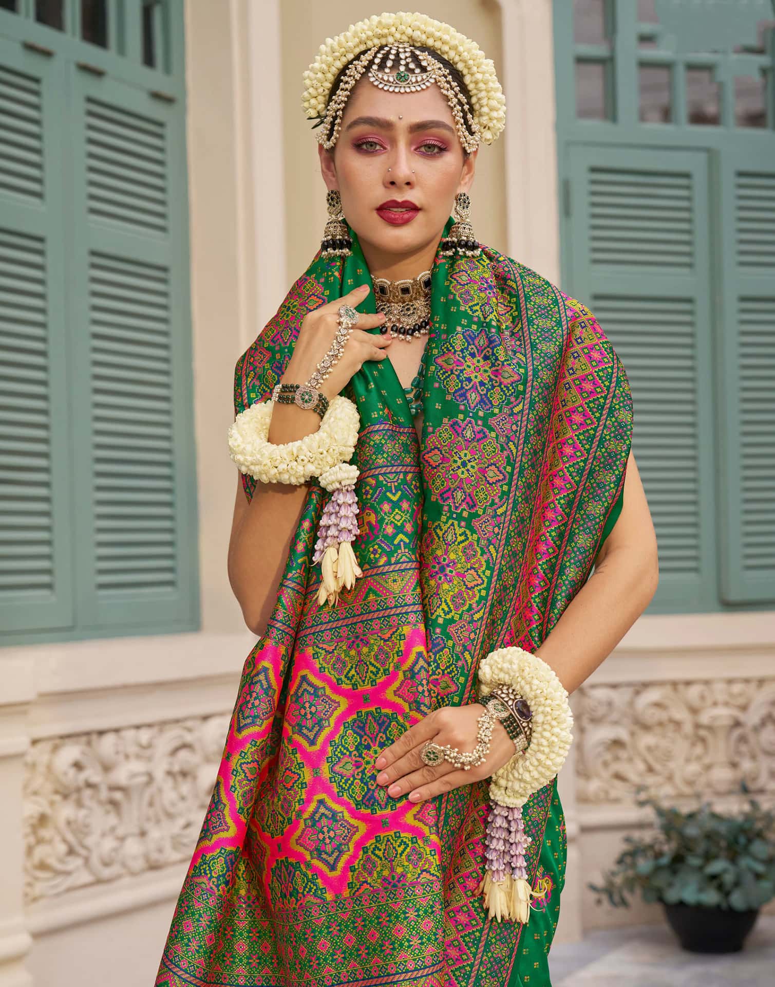 Dark Green Silk Weaving Saree