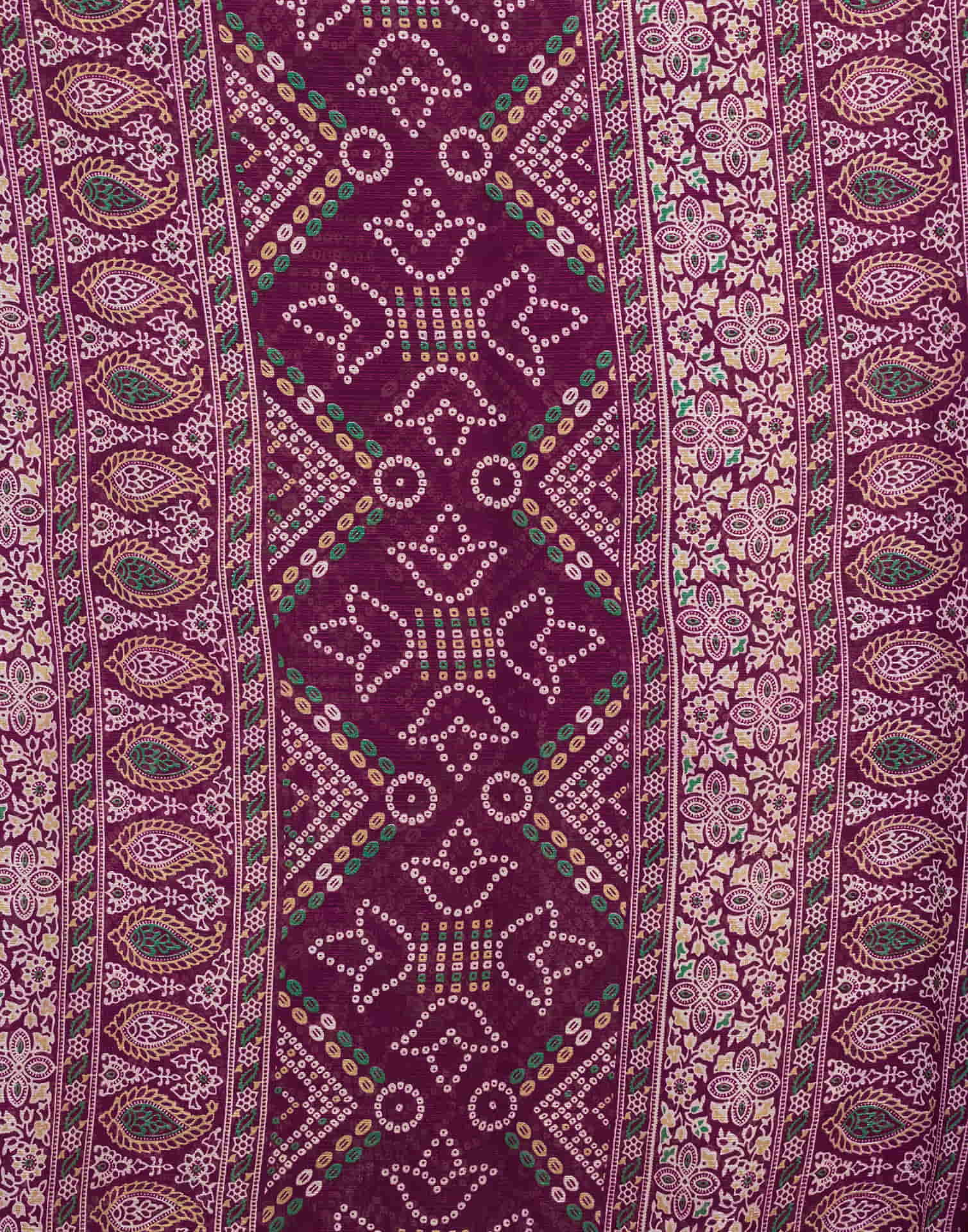 Wine Chiffon Printed Bandhani Saree