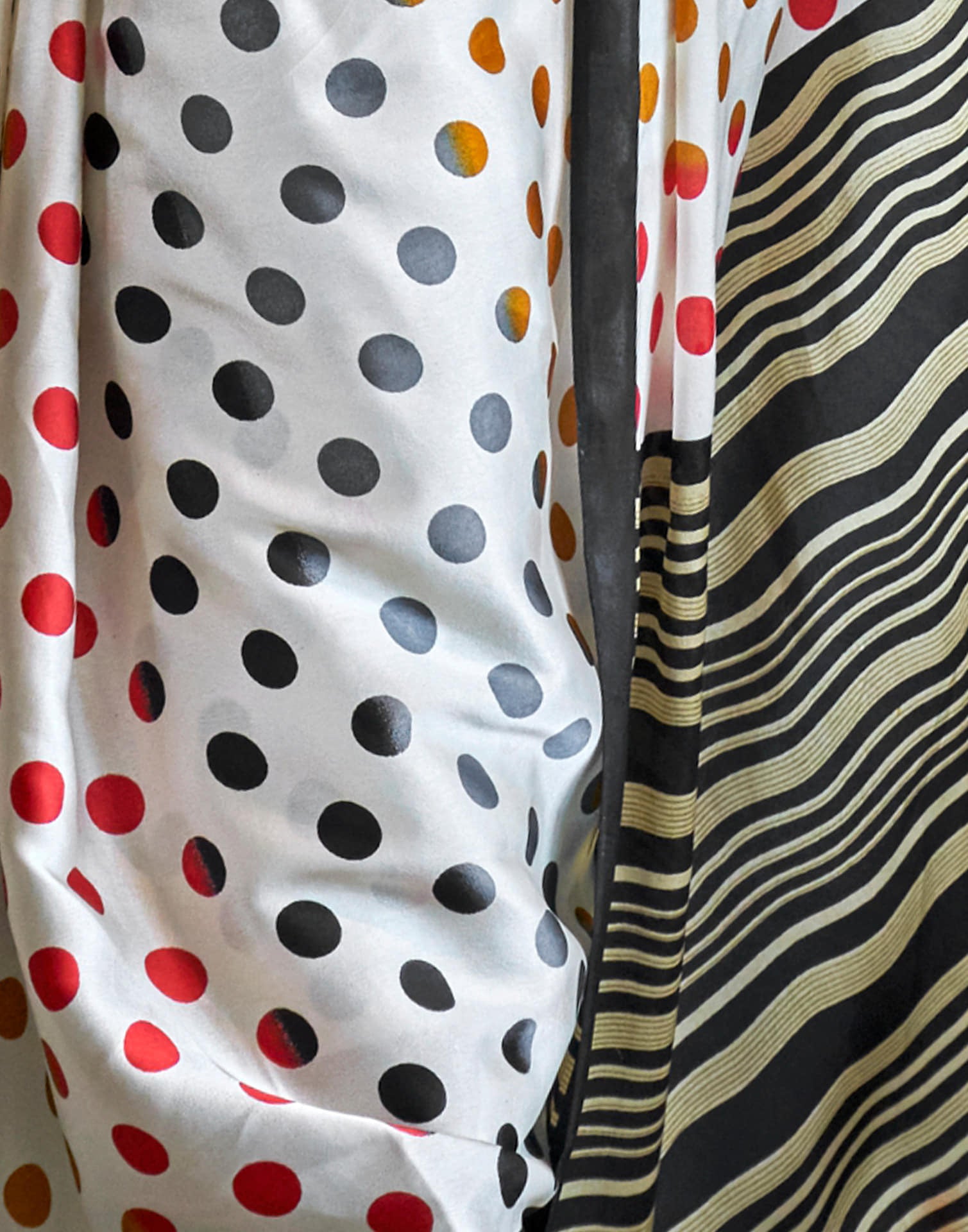 White Satin Polka Printed Saree