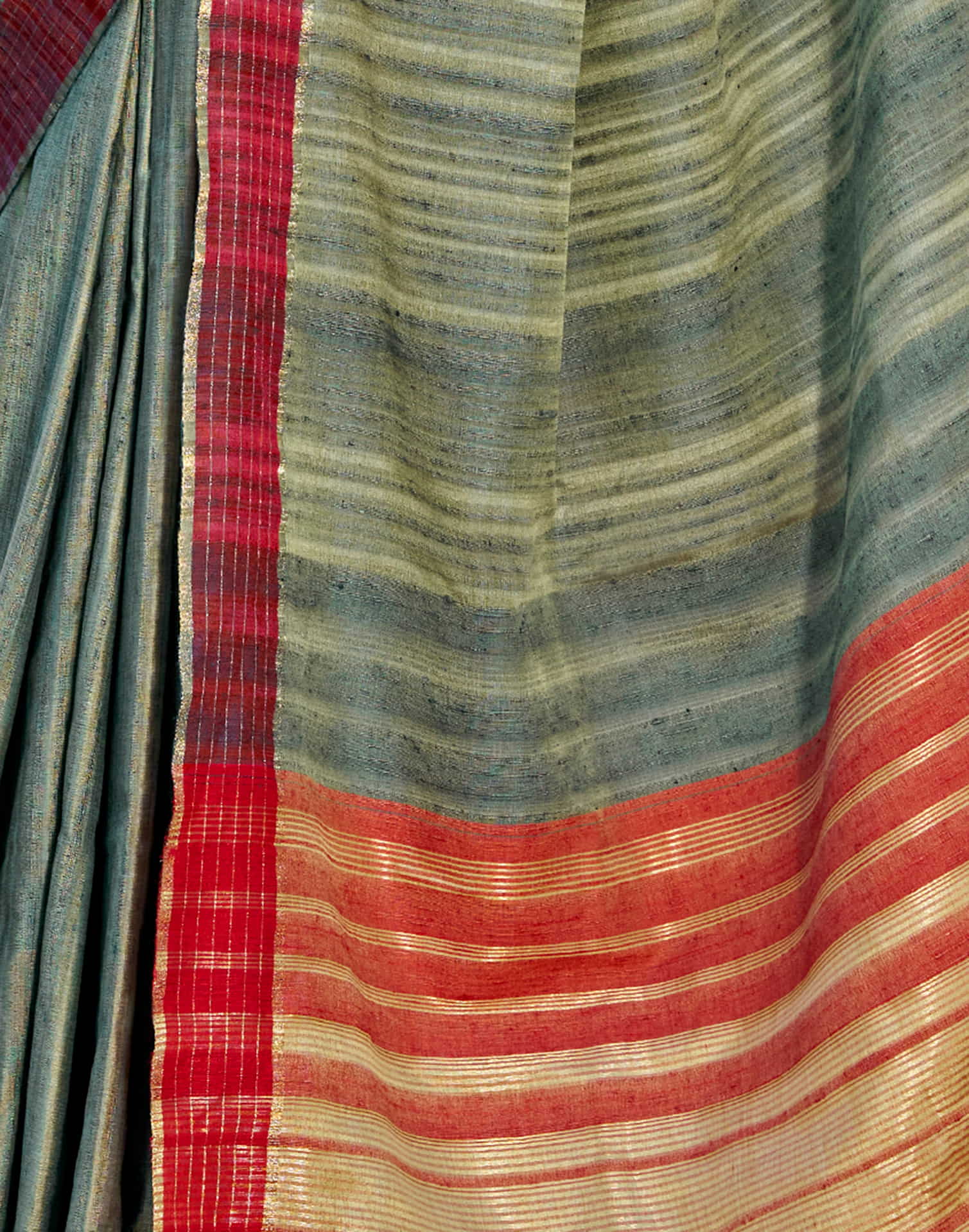 Dusty Rama Blue Silk Weaving Handloom Saree
