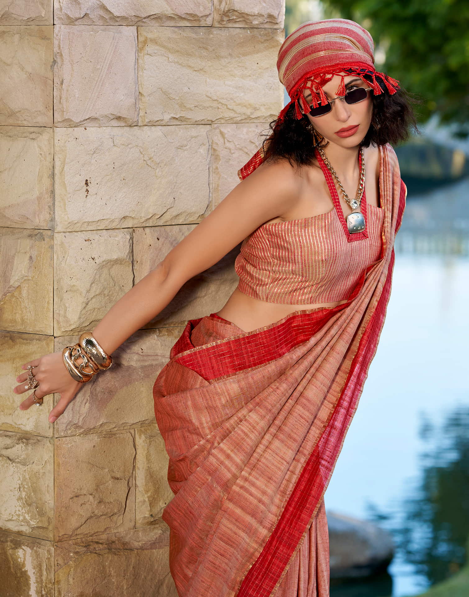 Pink Silk Weaving Handloom Saree