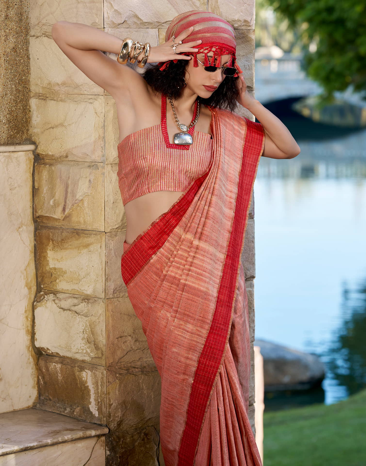 Pink Silk Weaving Handloom Saree