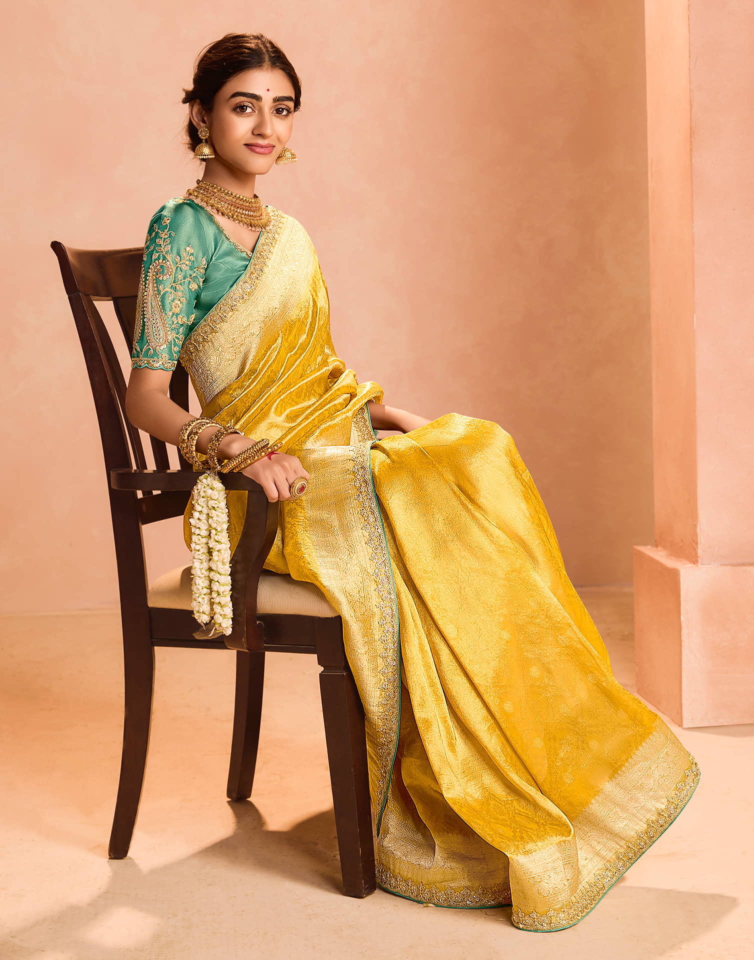 Yellow Silk Weaving Kanjivaram Saree