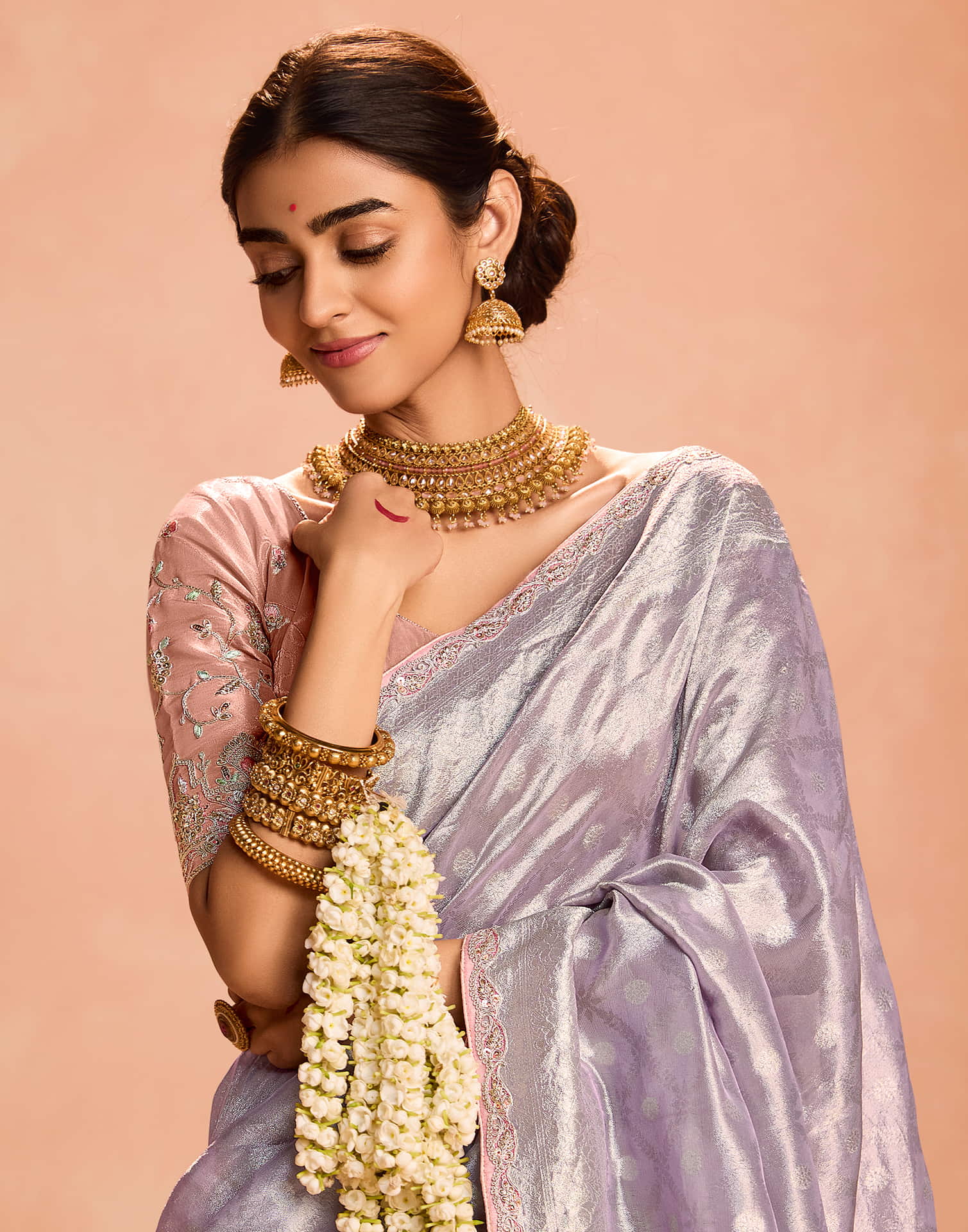 Light Purple Silk Weaving Kanjivaram Saree