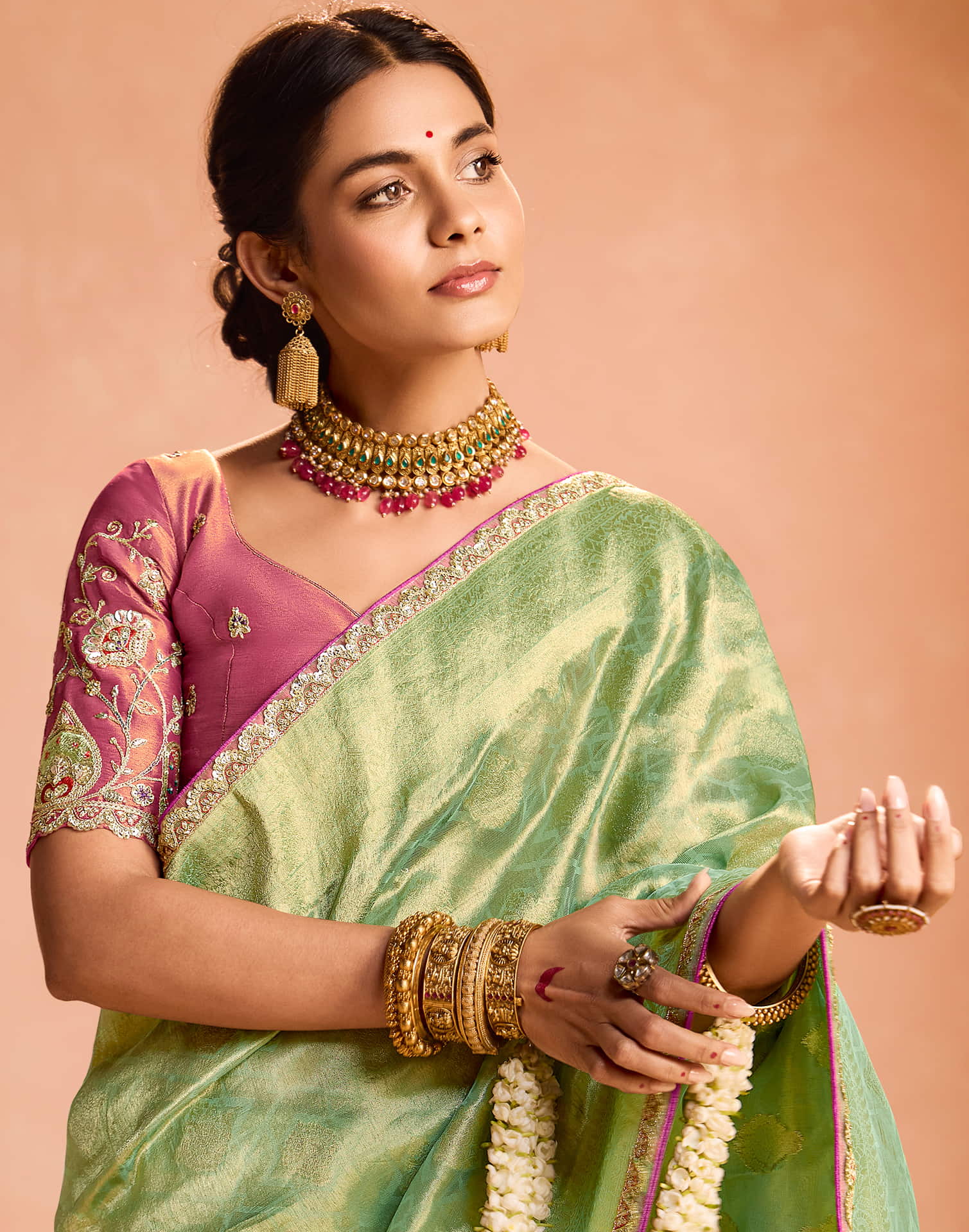 Pista Green Silk Weaving Kanjivaram Saree