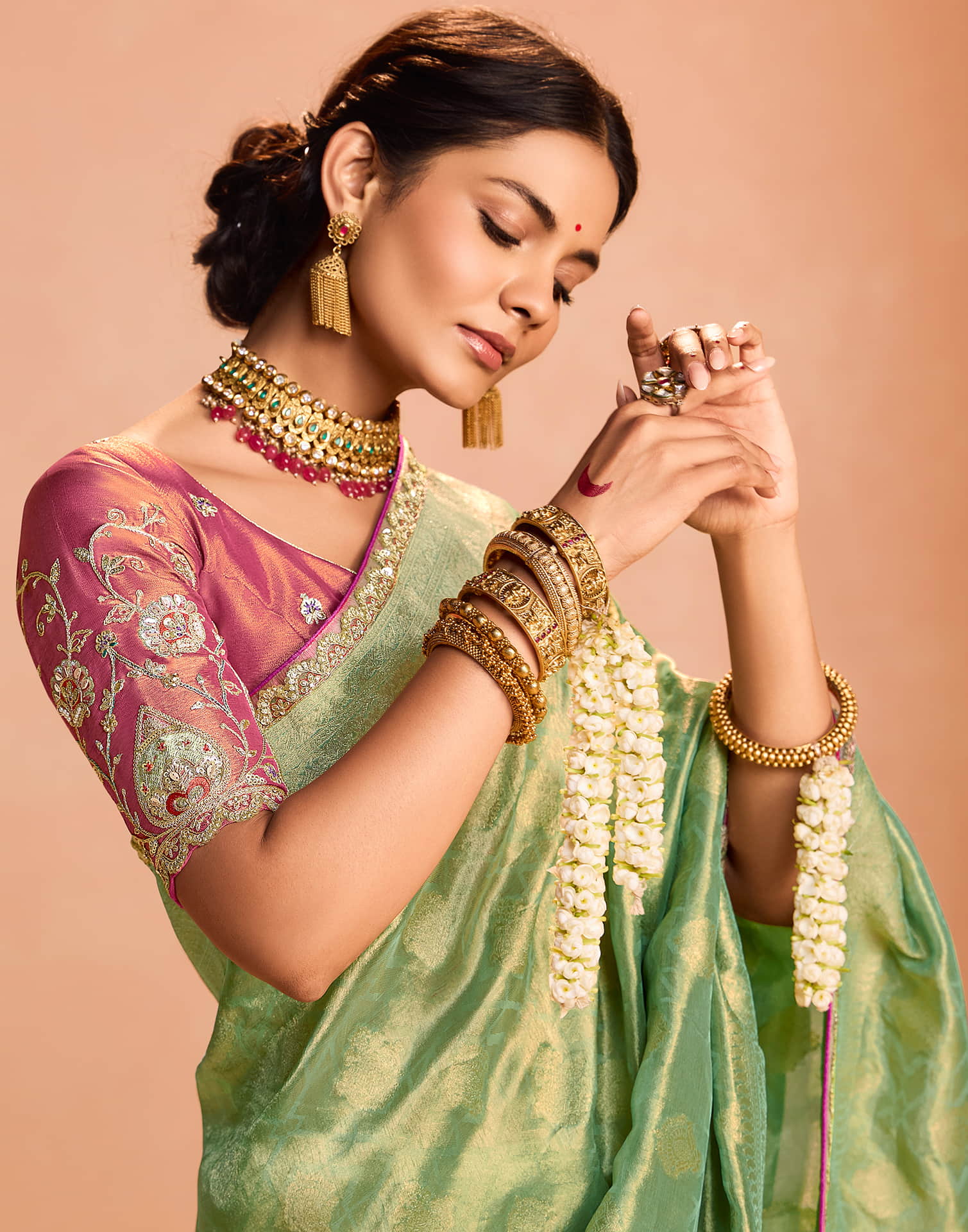 Pista Green Silk Weaving Kanjivaram Saree