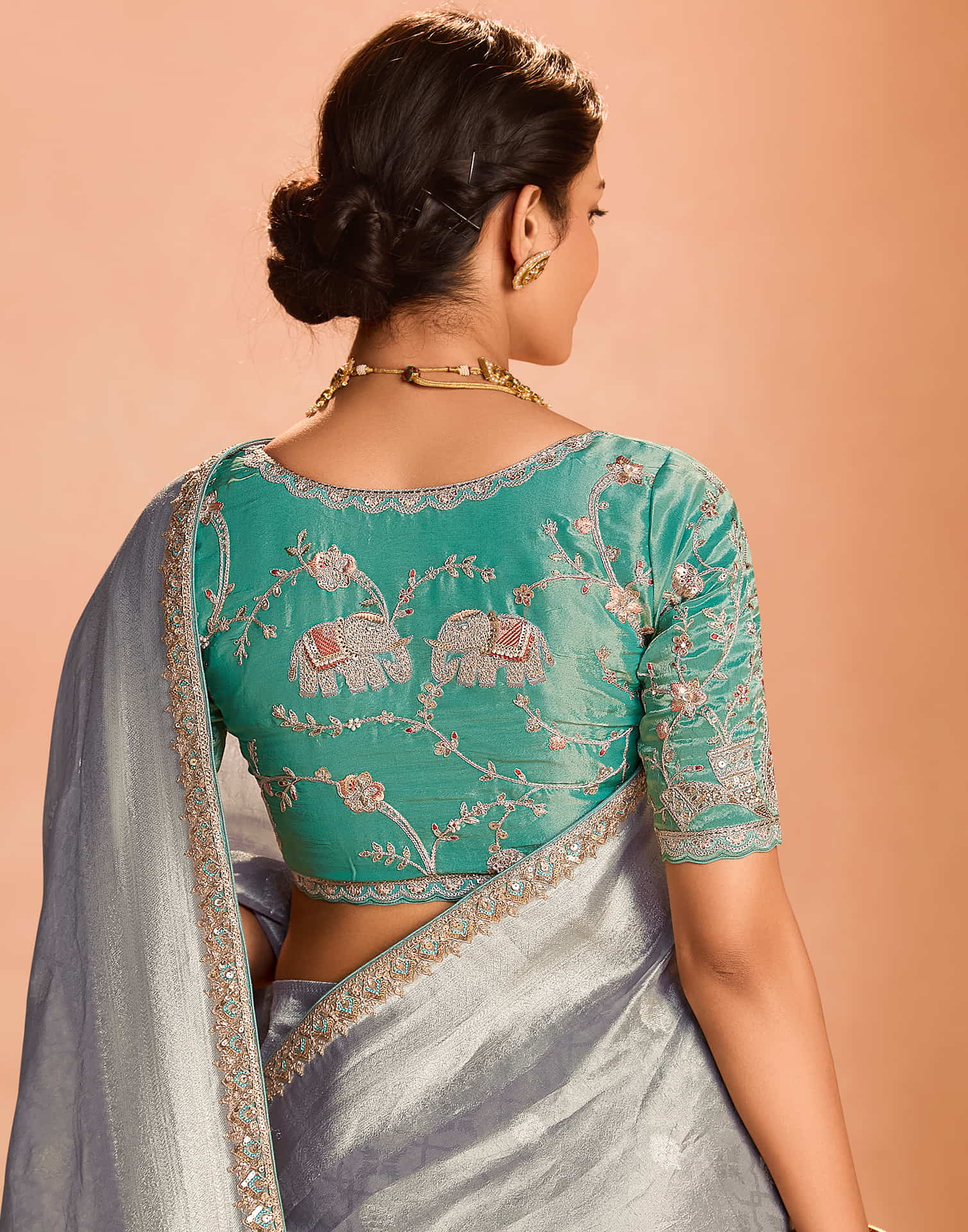 Light Dusty Blue Silk Weaving Kanjivaram Saree