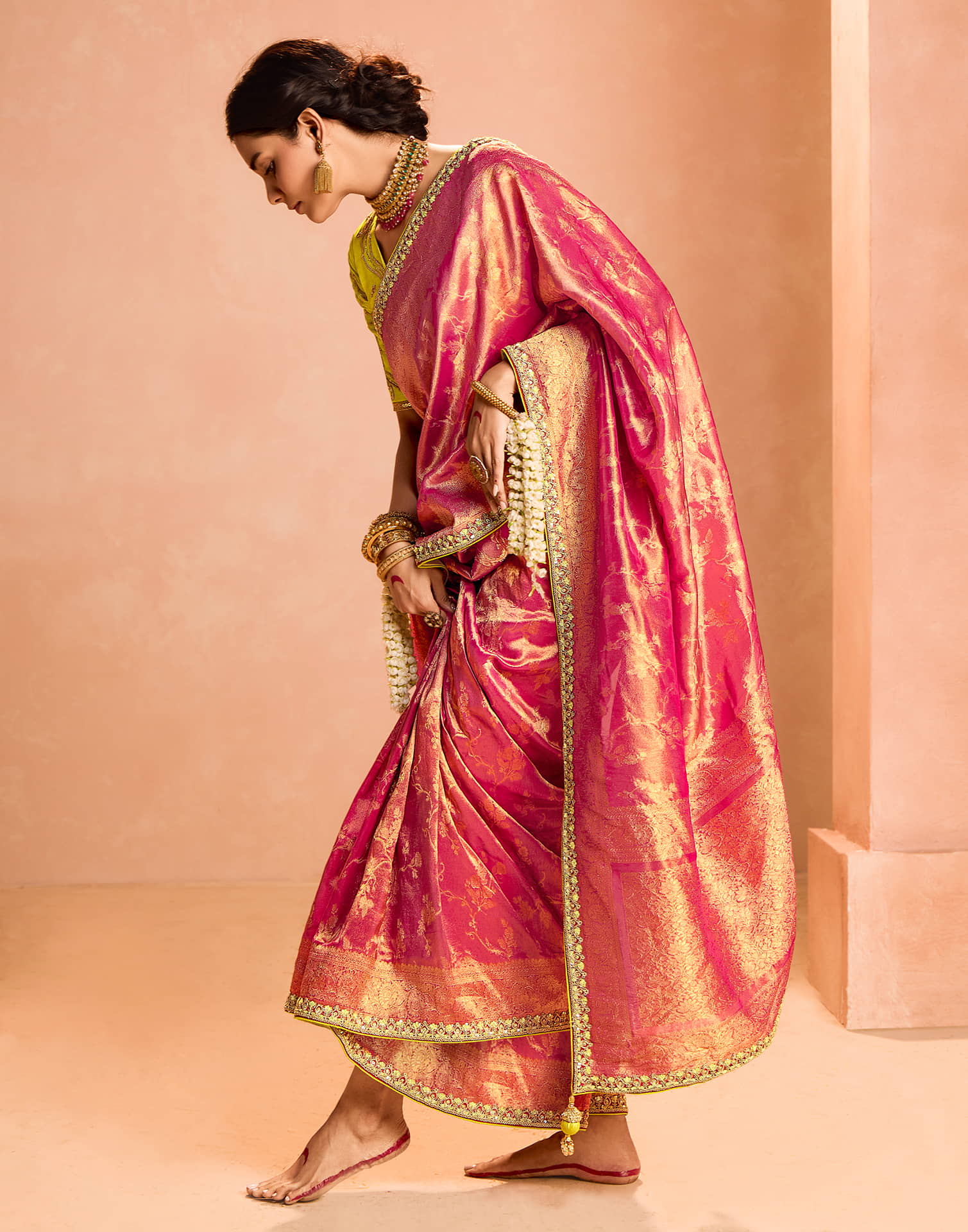 Rani Pink Silk Weaving Kanjivaram Saree