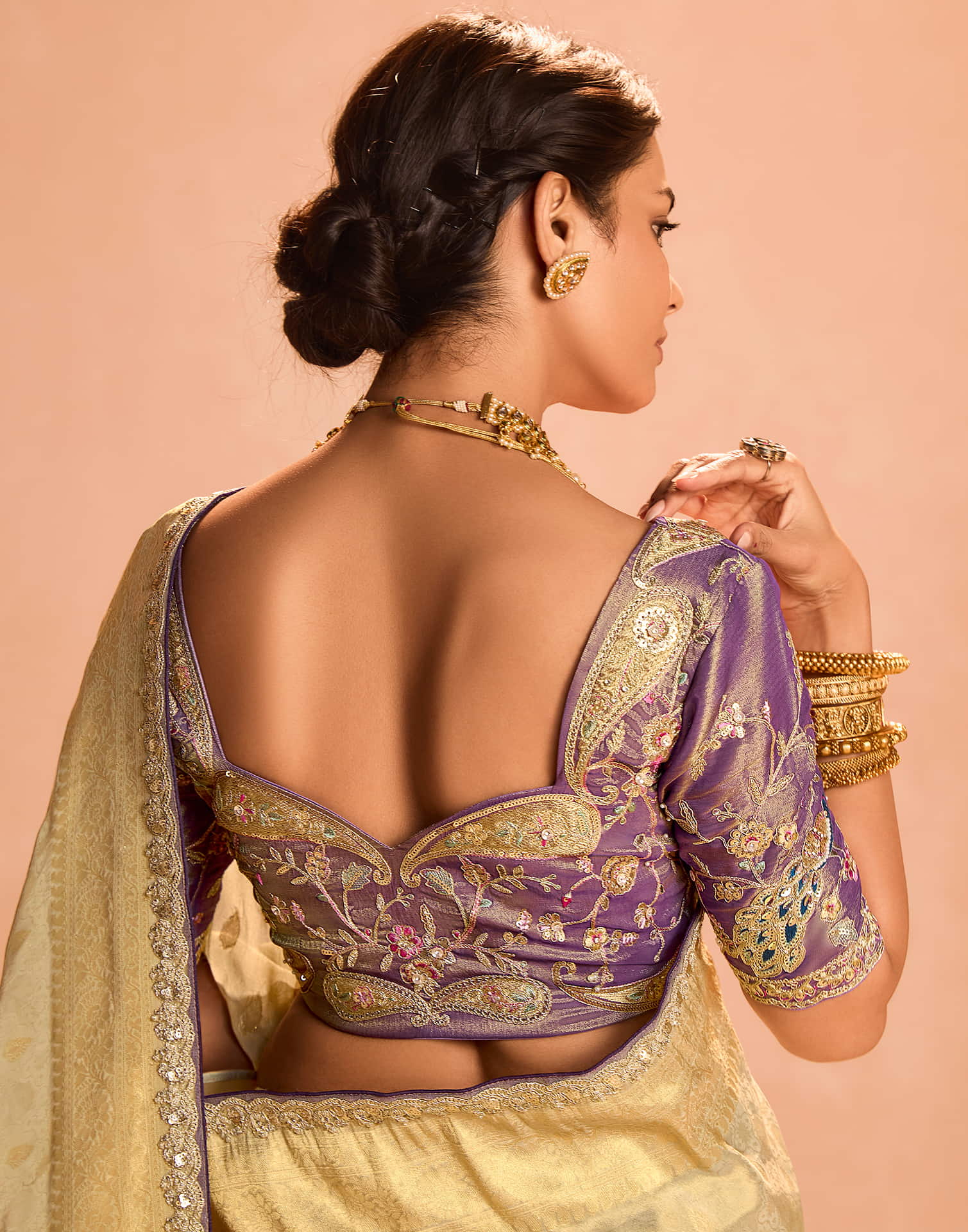 Beige Silk Weaving Kanjivaram Saree