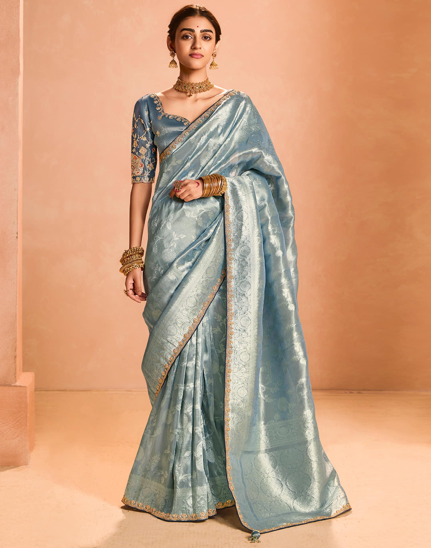 Blue Silk Weaving Kanjivaram Saree