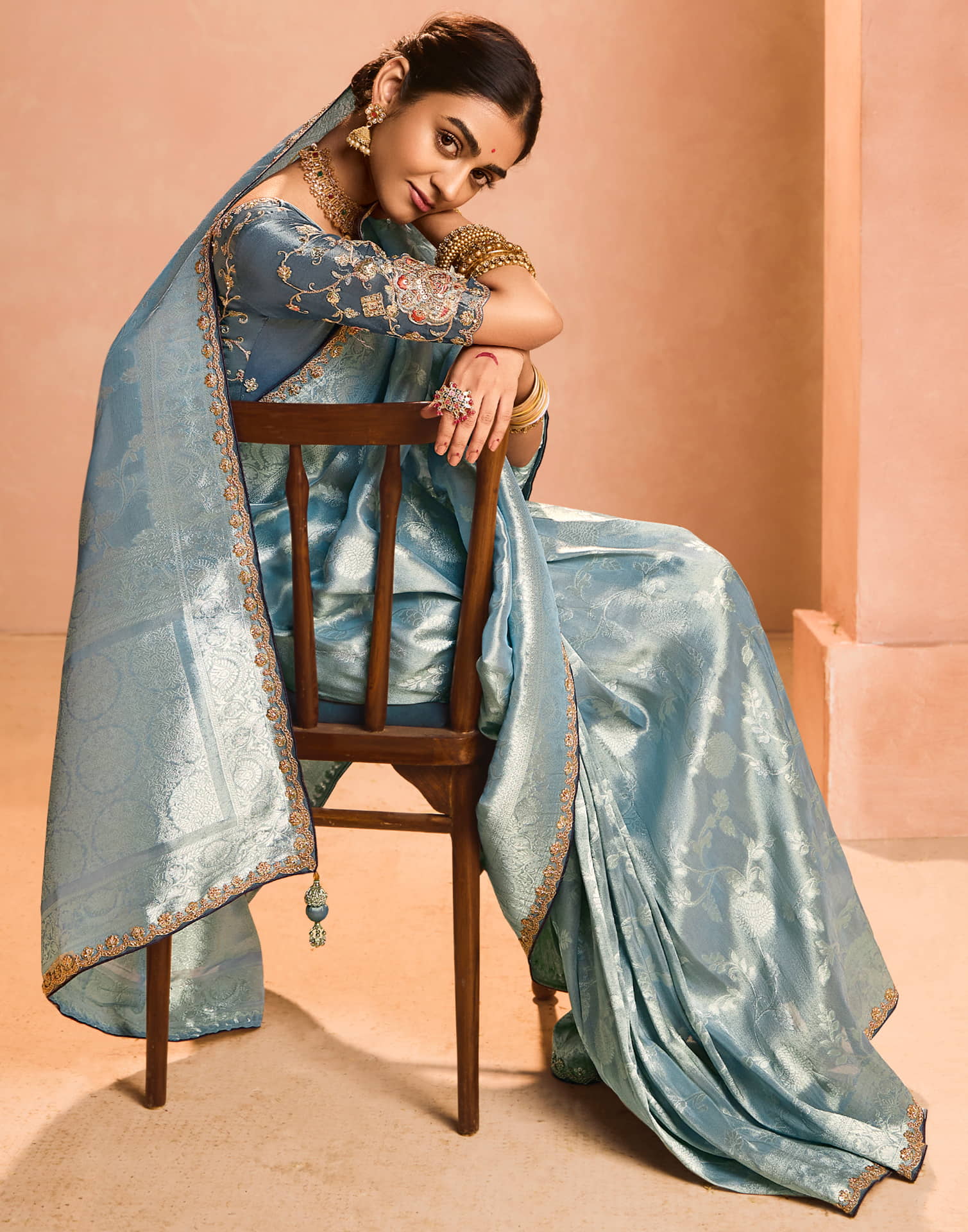 Blue Silk Weaving Kanjivaram Saree