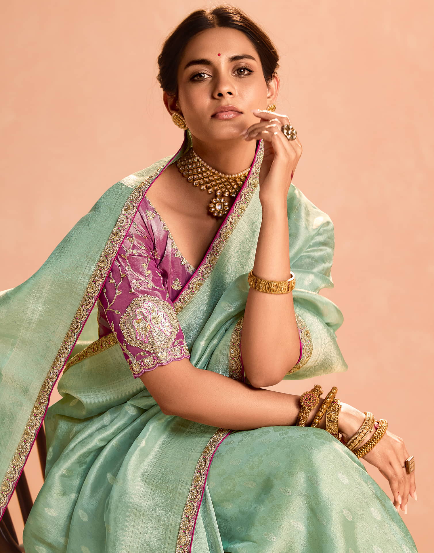 Sea Green Silk Weaving Kanjivaram Saree