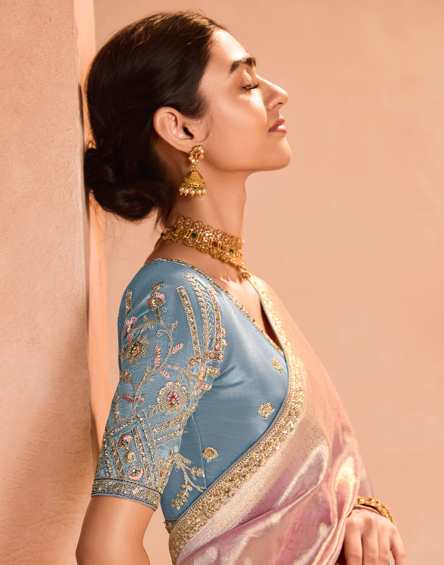Pink Silk Weaving Kanjivaram Saree