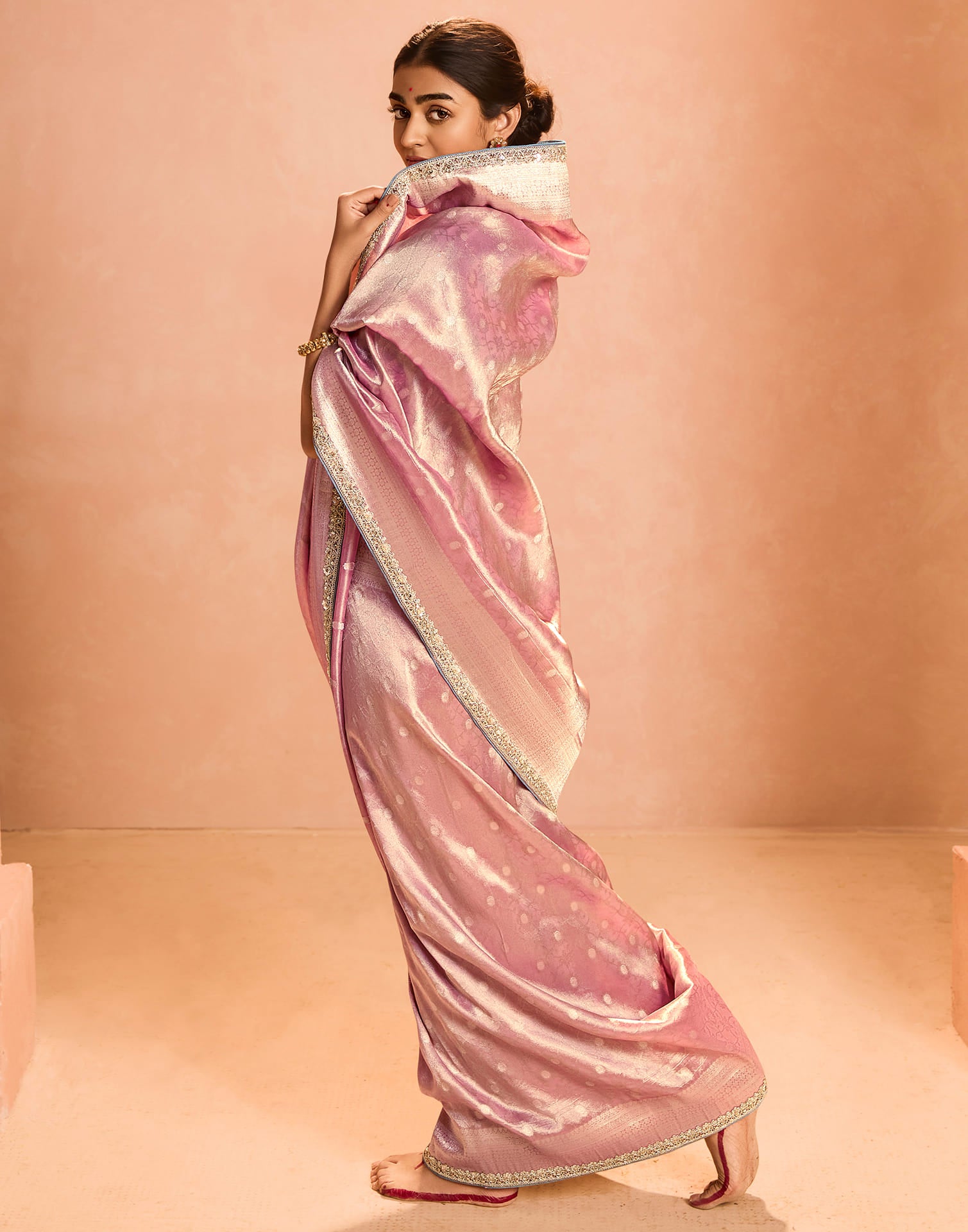 Pink Silk Weaving Kanjivaram Saree