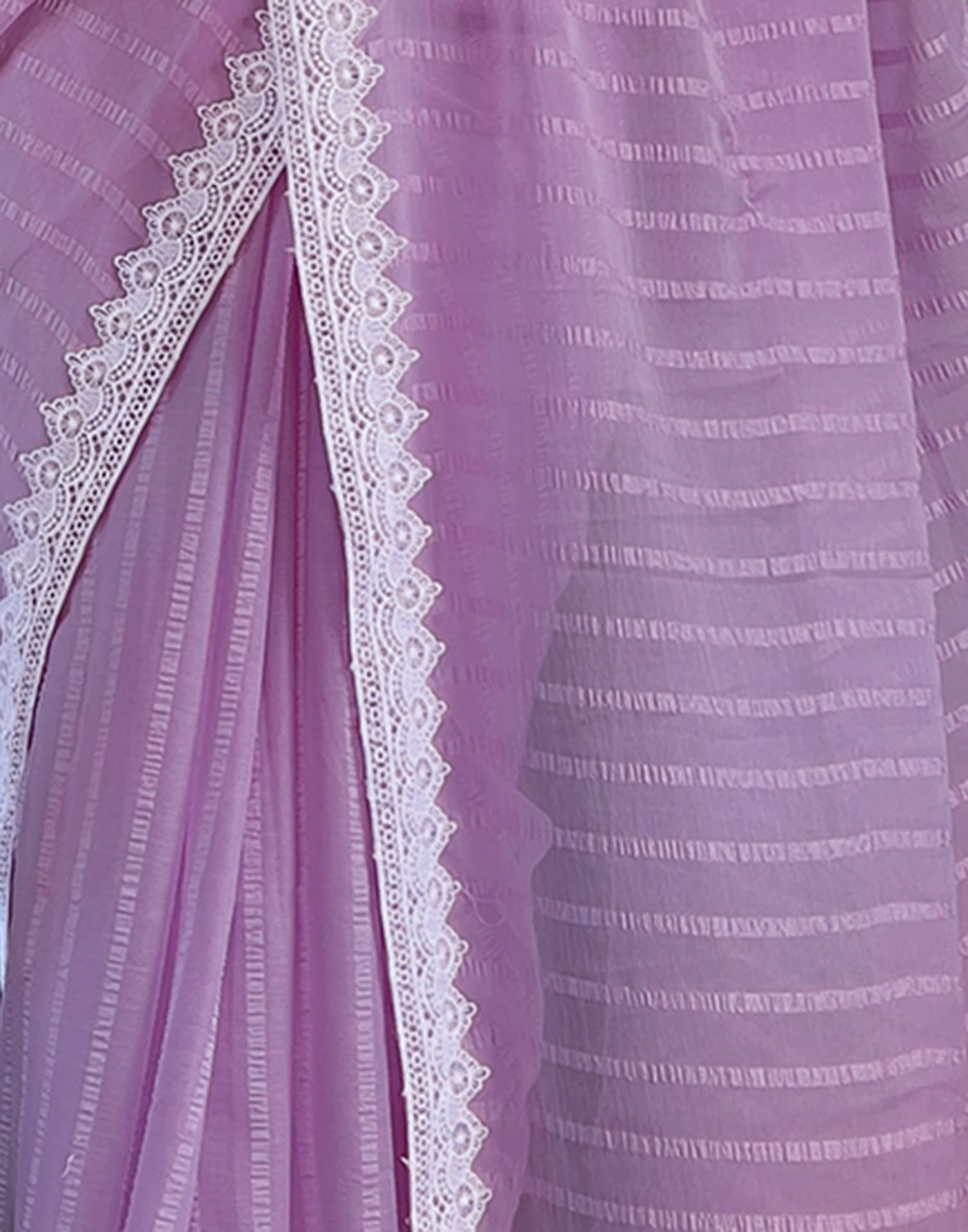 Light Purple Chiffon Lace Solid Saree