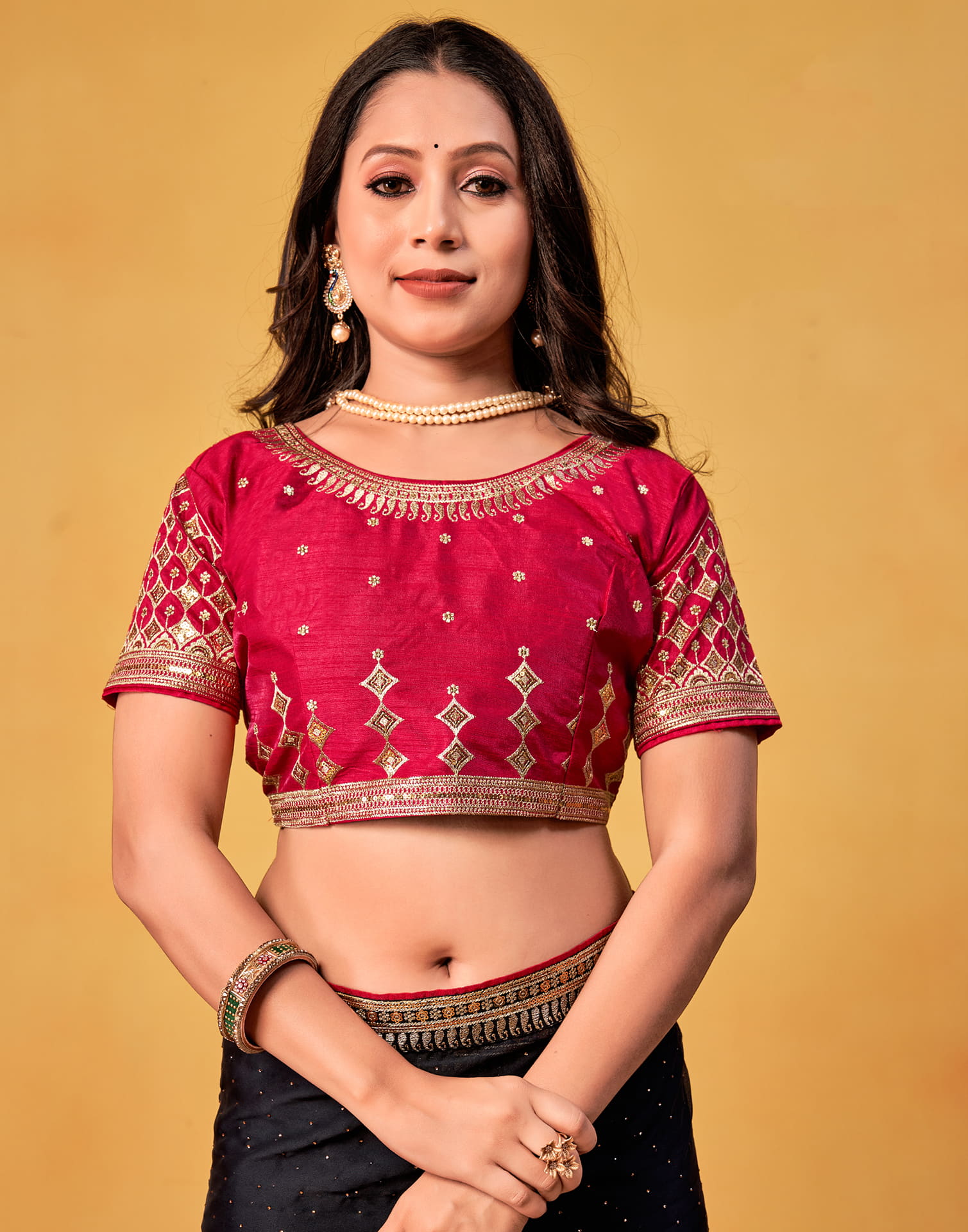 Black Silk Stone Work Embellished Saree