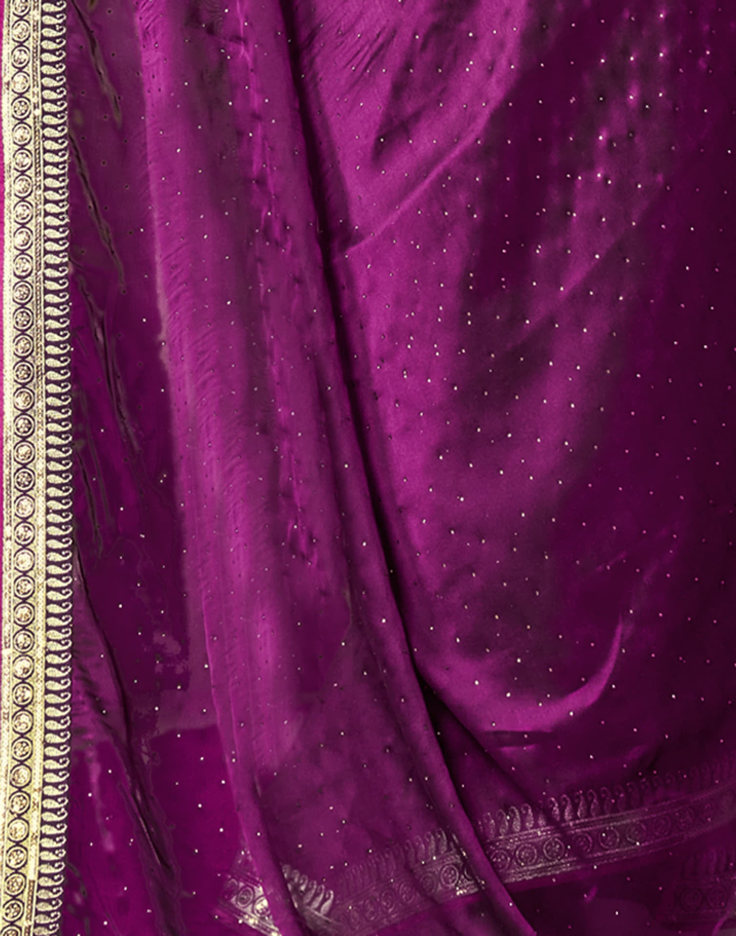 Purple Silk Stone Work Embellished Saree