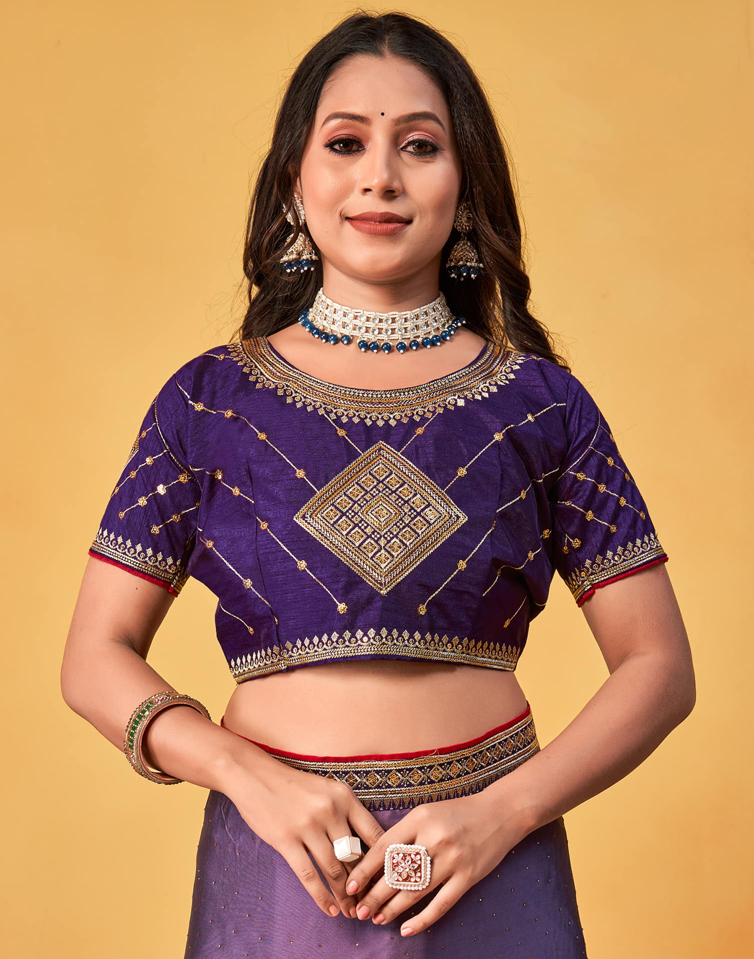 Light Purple Silk Stone Work Embellished Saree