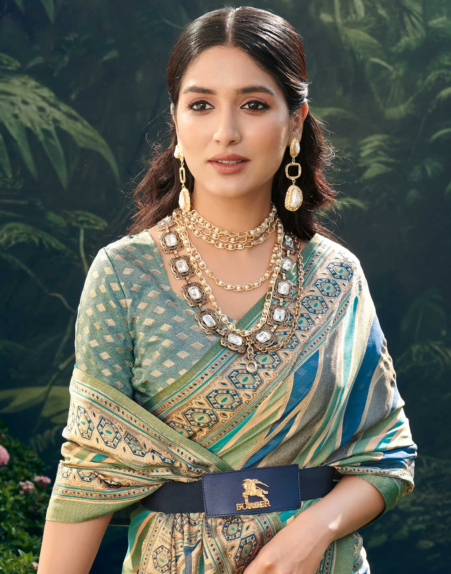 Sea Green Georgette Laheriya Printed Saree