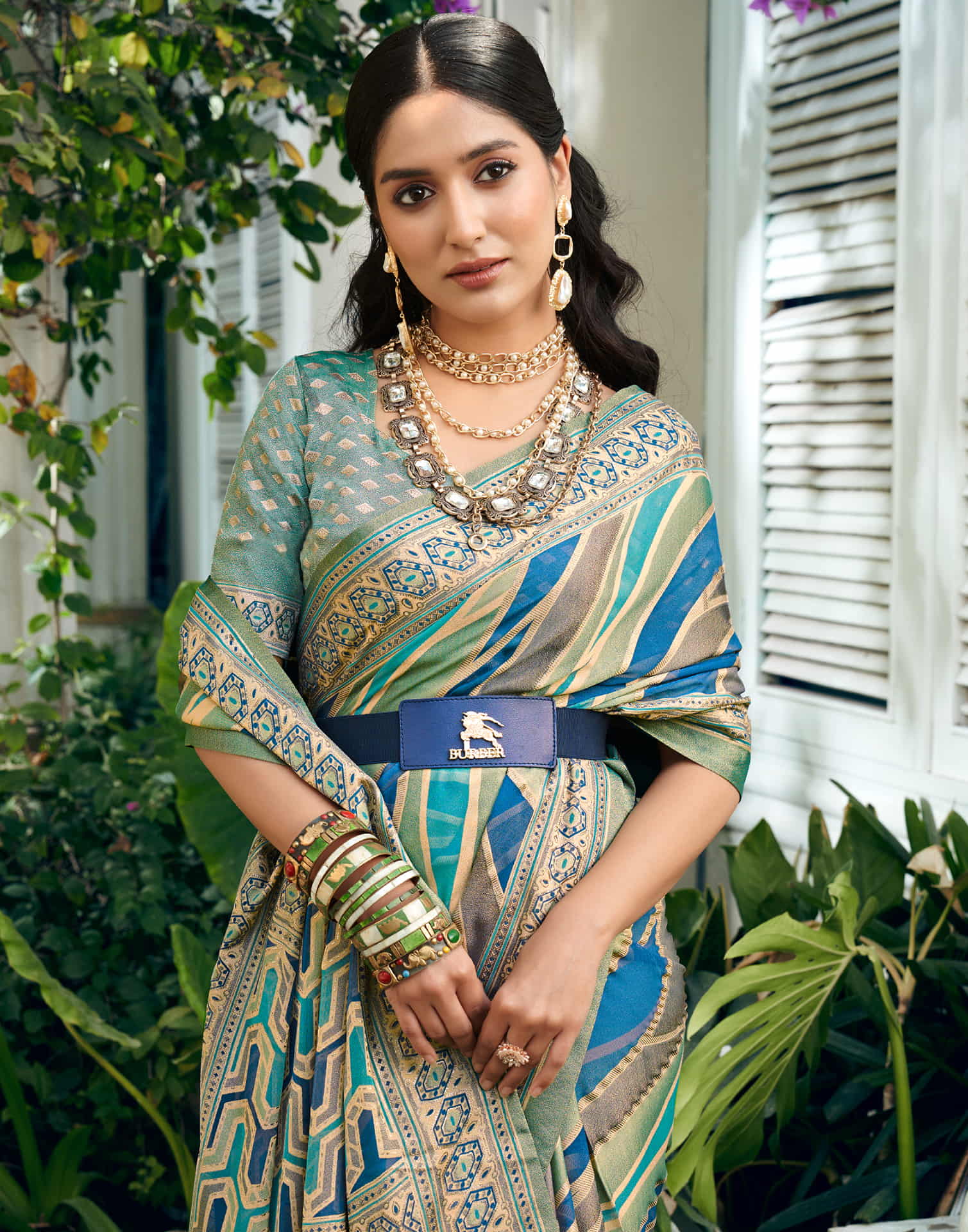 Sea Green Georgette Laheriya Printed Saree