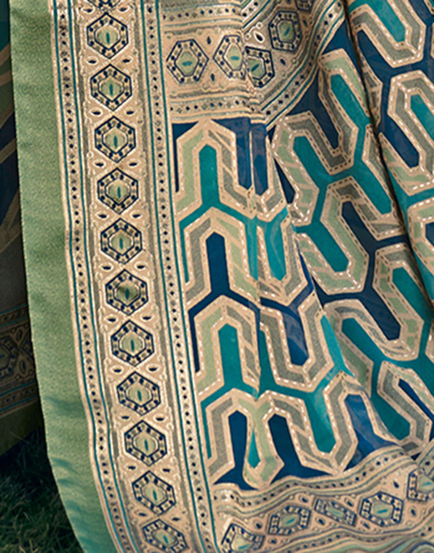 Sea Green Georgette Laheriya Printed Saree