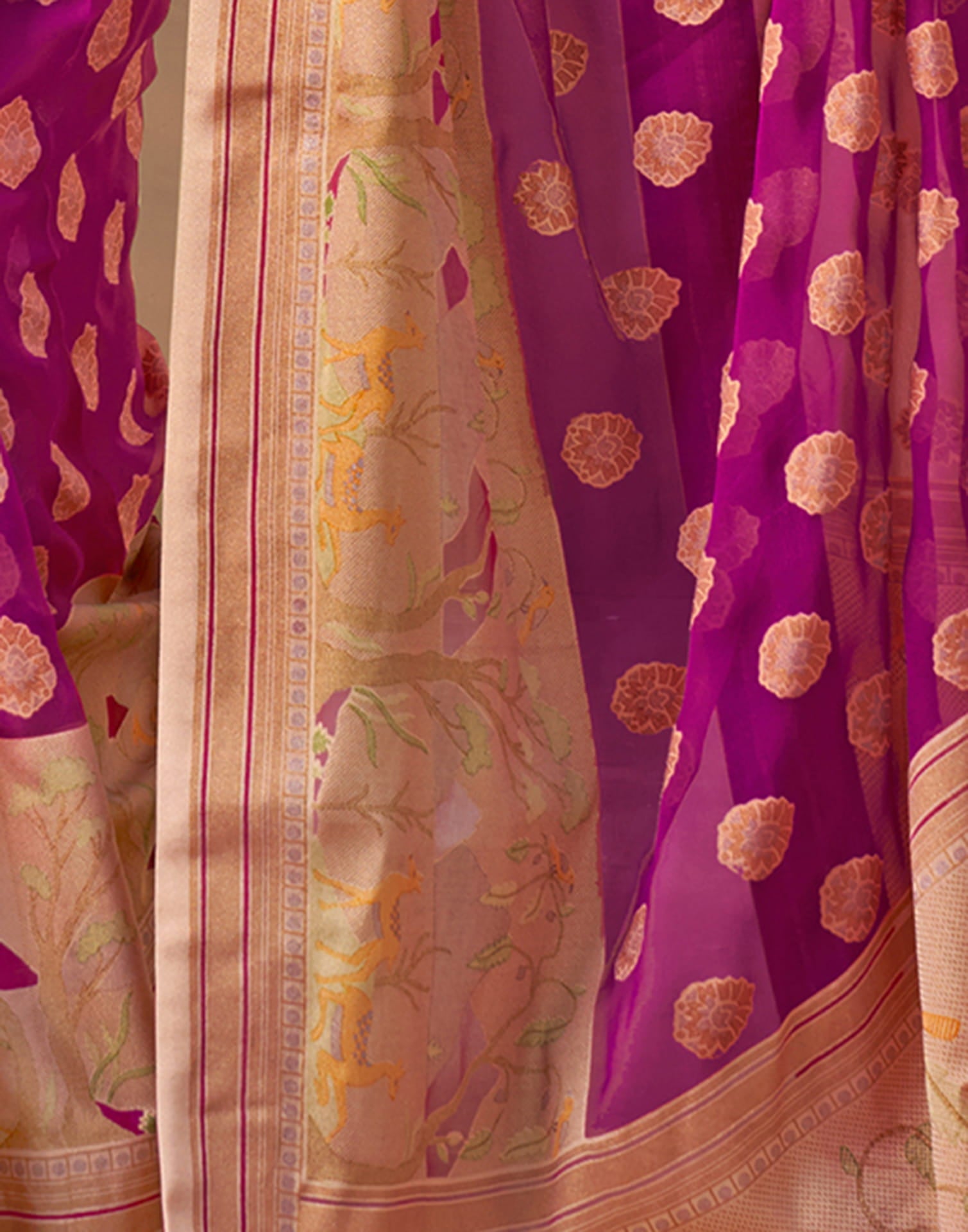Dark Pink Georgette Weaving Saree