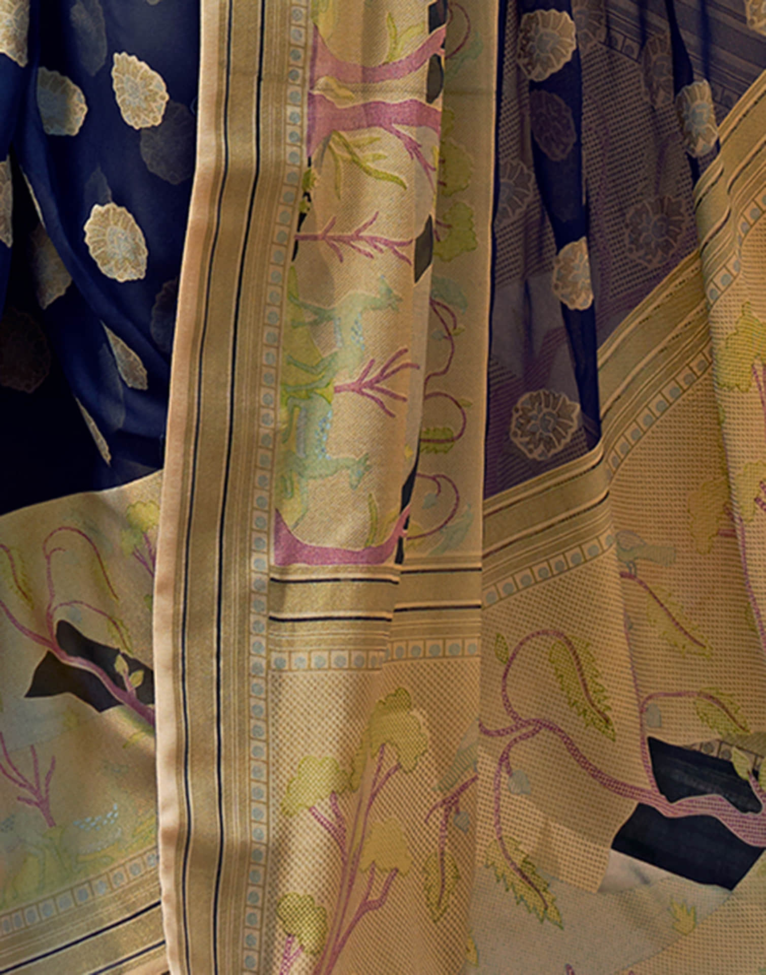 Navy Blue Georgette Weaving Saree