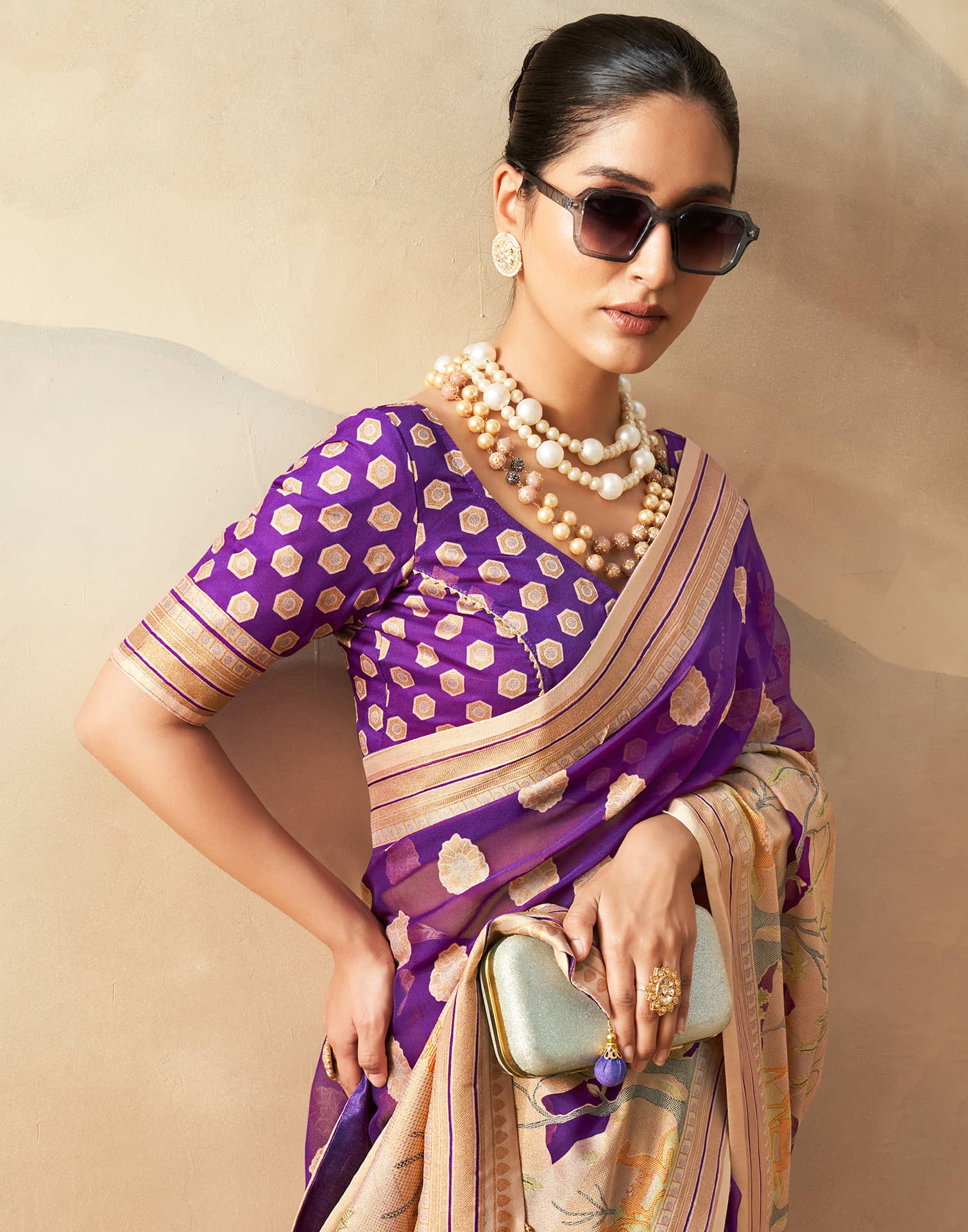 Purple Georgette Weaving Saree