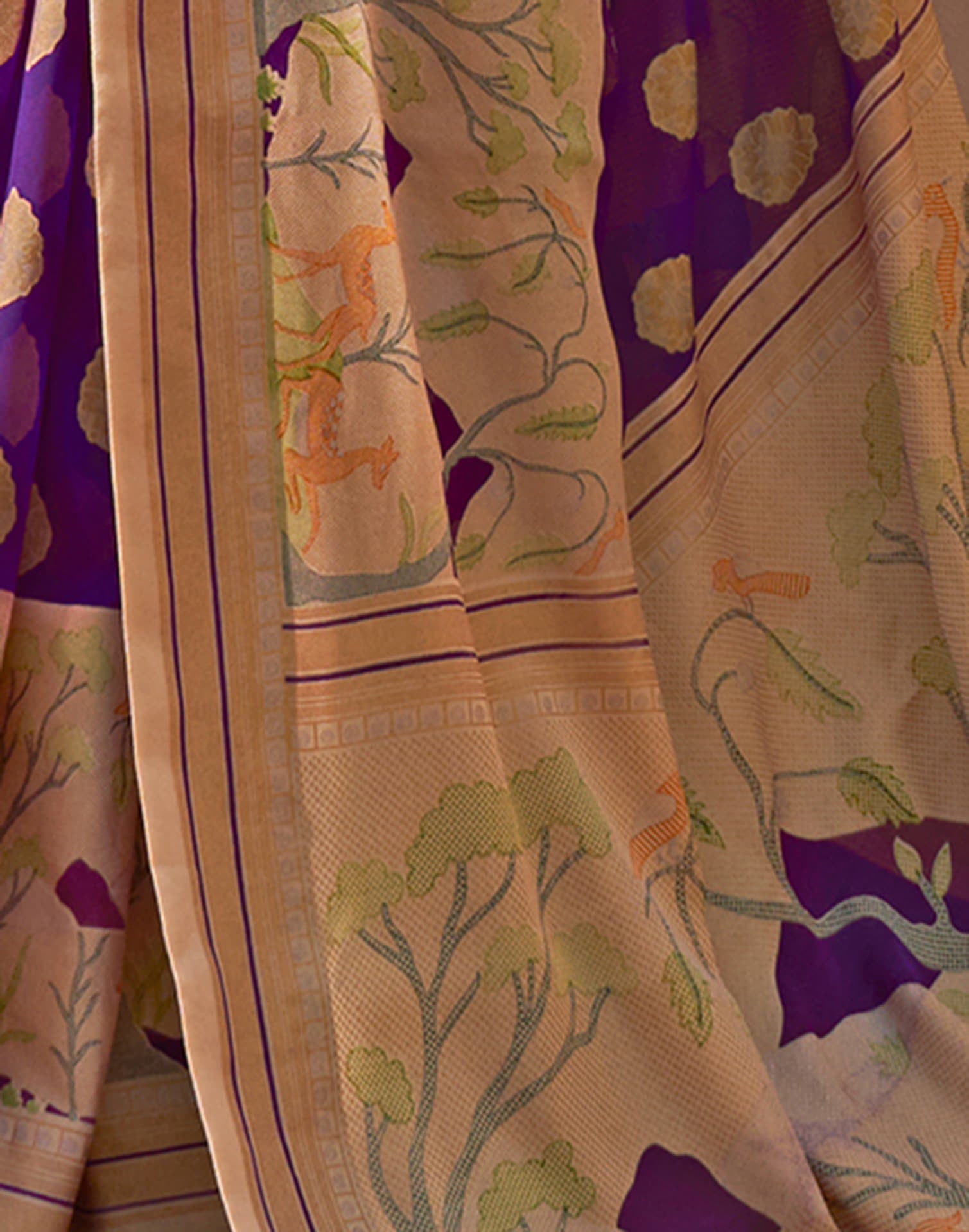 Purple Georgette Weaving Saree