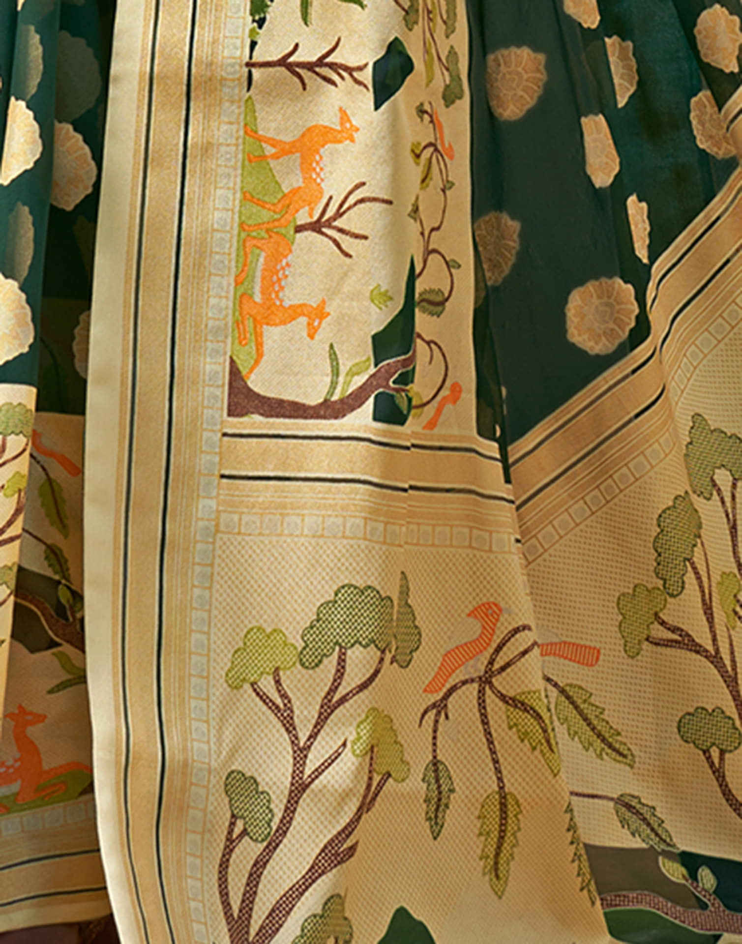 Dark Green Georgette Weaving Saree