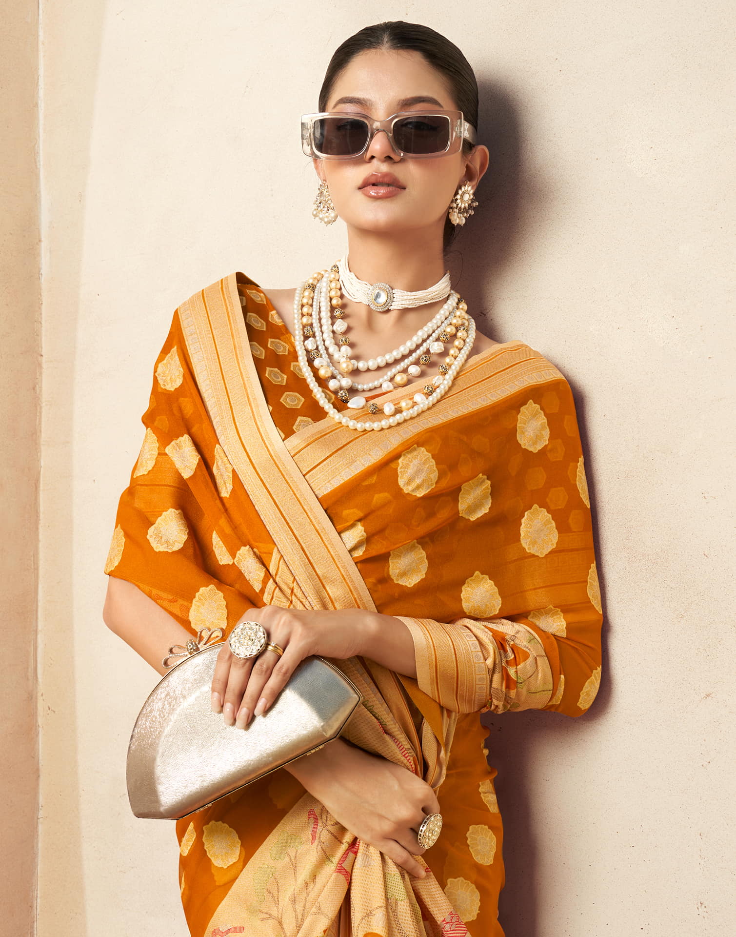 Turmeric Yellow Georgette Weaving Saree