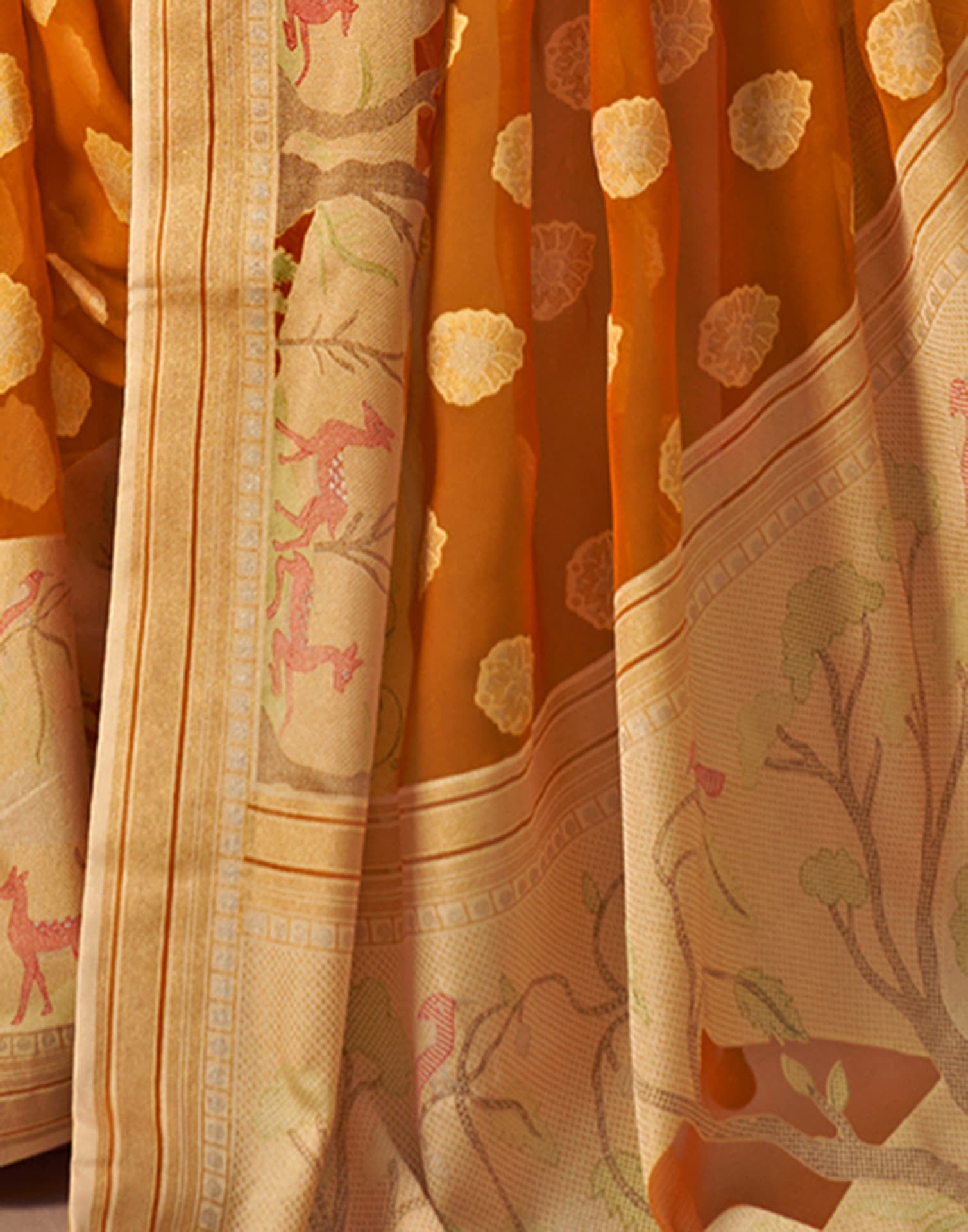 Turmeric Yellow Georgette Weaving Saree