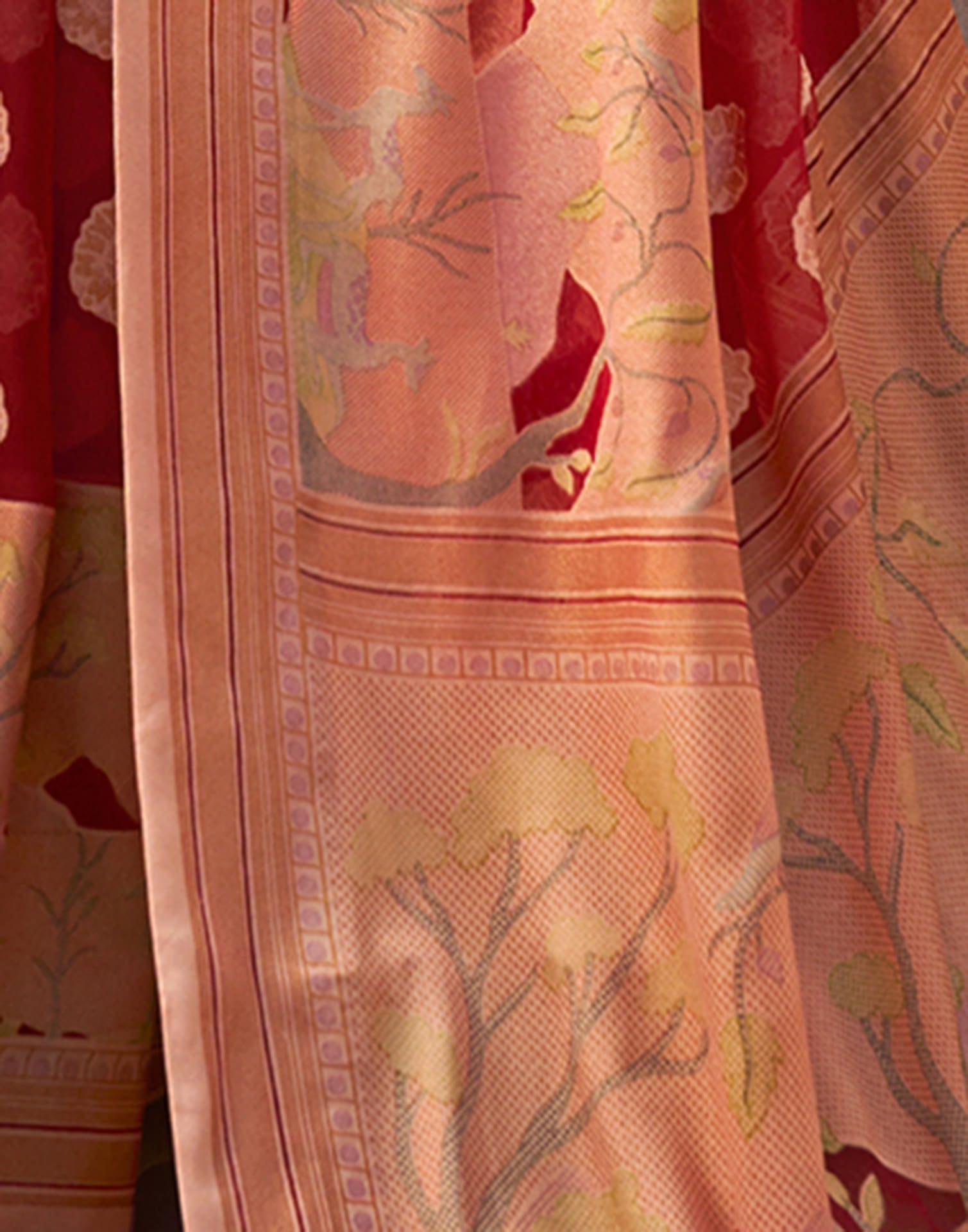 Red Georgette Weaving Saree