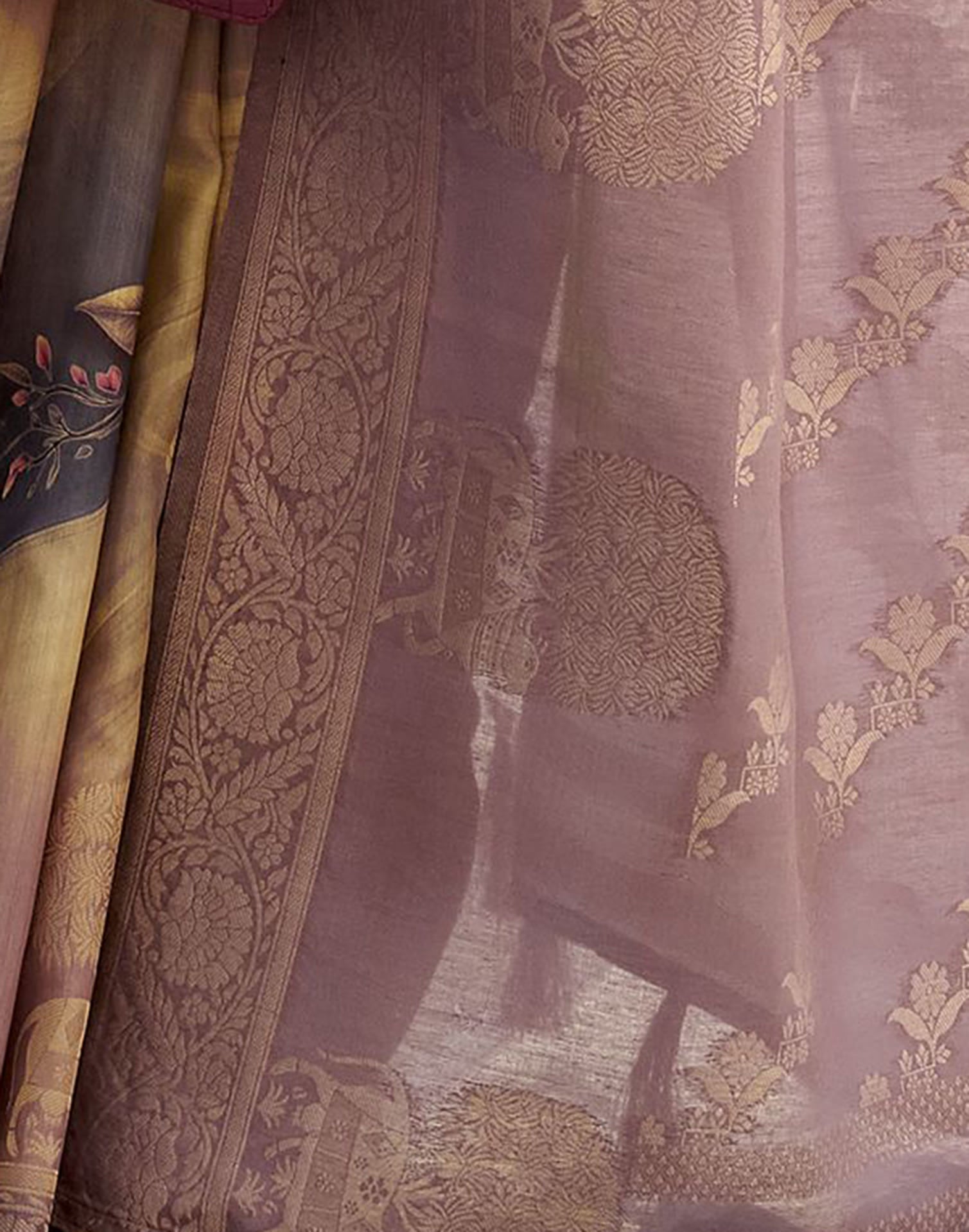 Mauve Silk Printed Weaving Saree