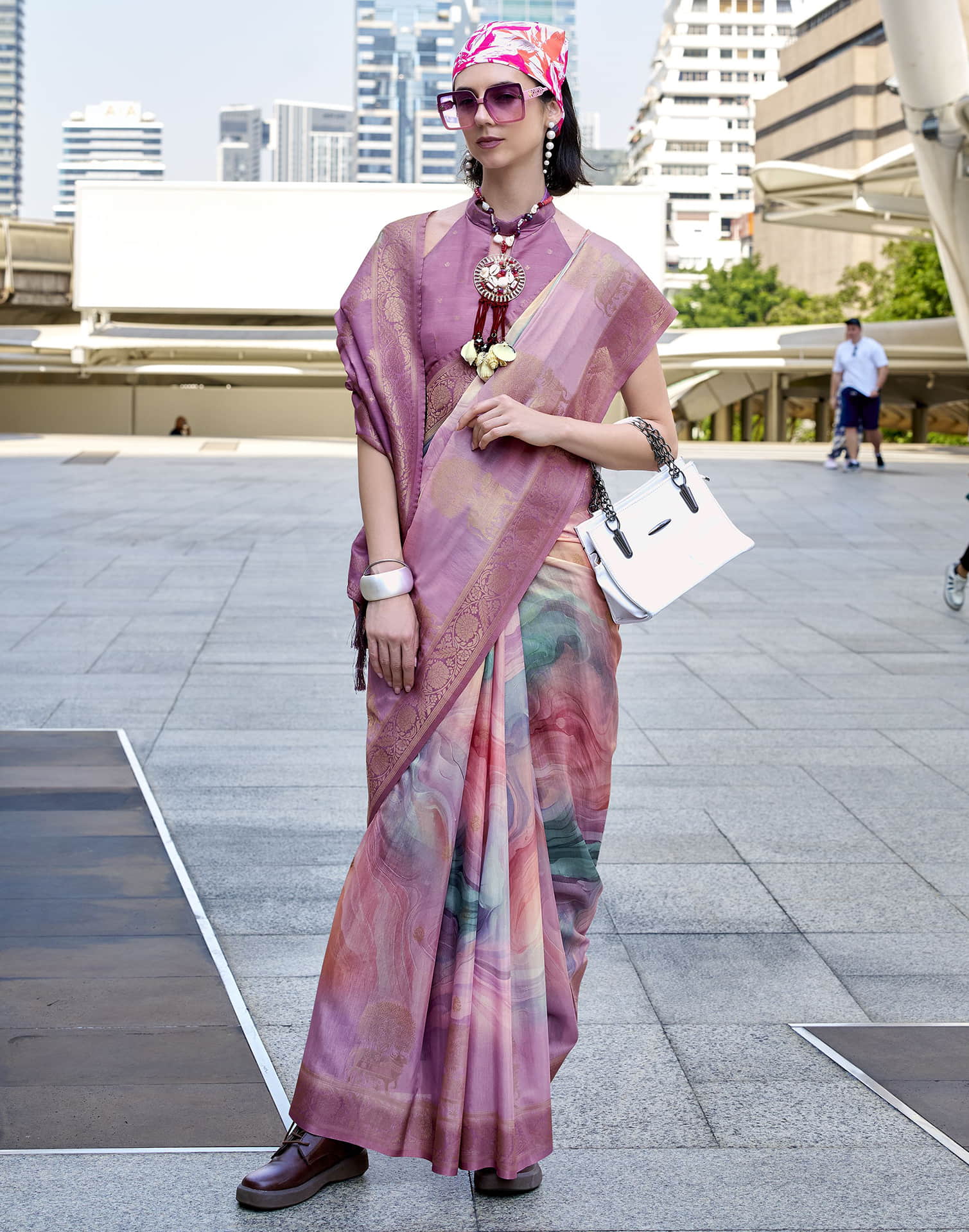 Light Purple Silk Printed Weaving Saree