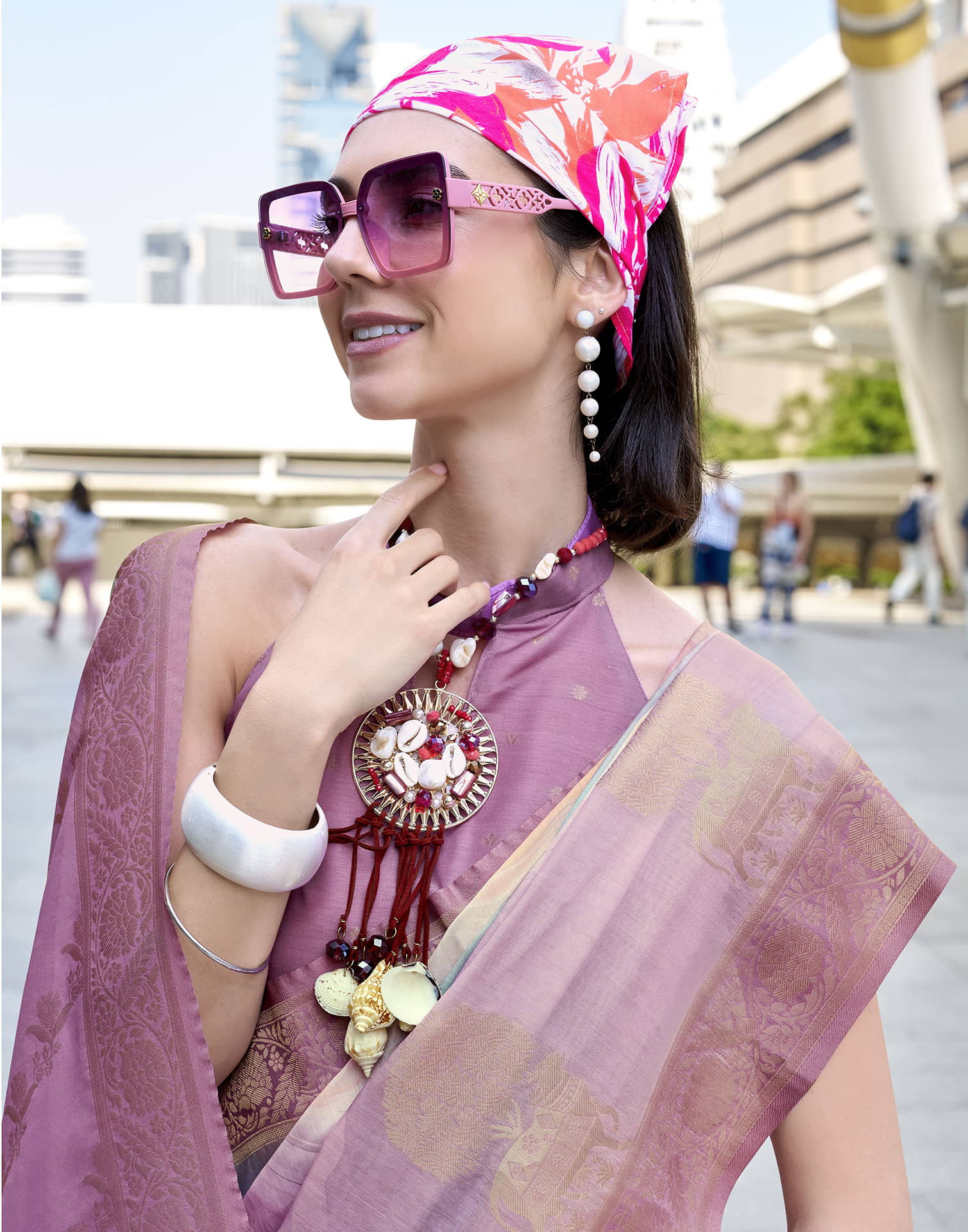 Light Purple Silk Printed Weaving Saree